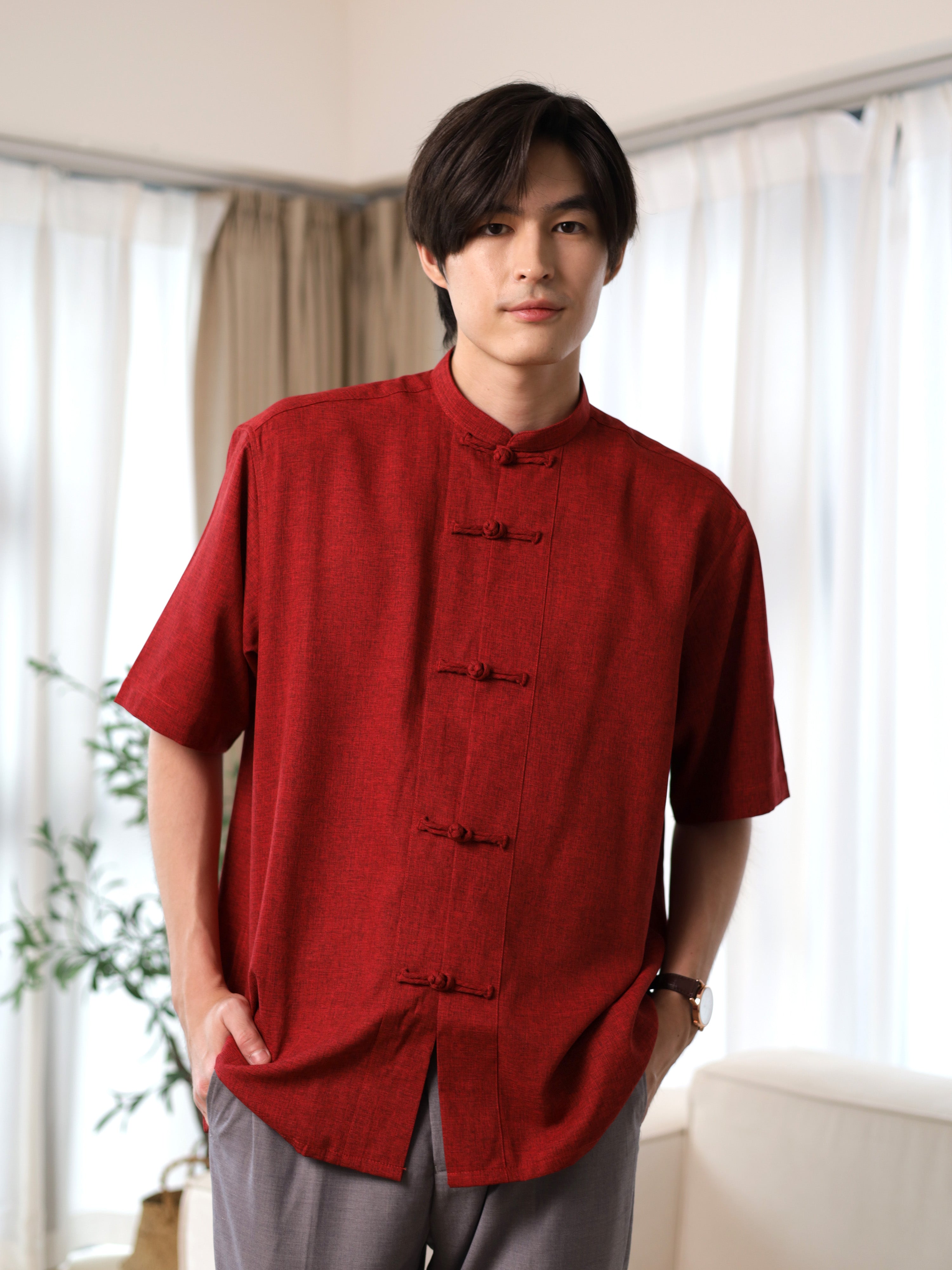 Linen Tang Shirt in Red