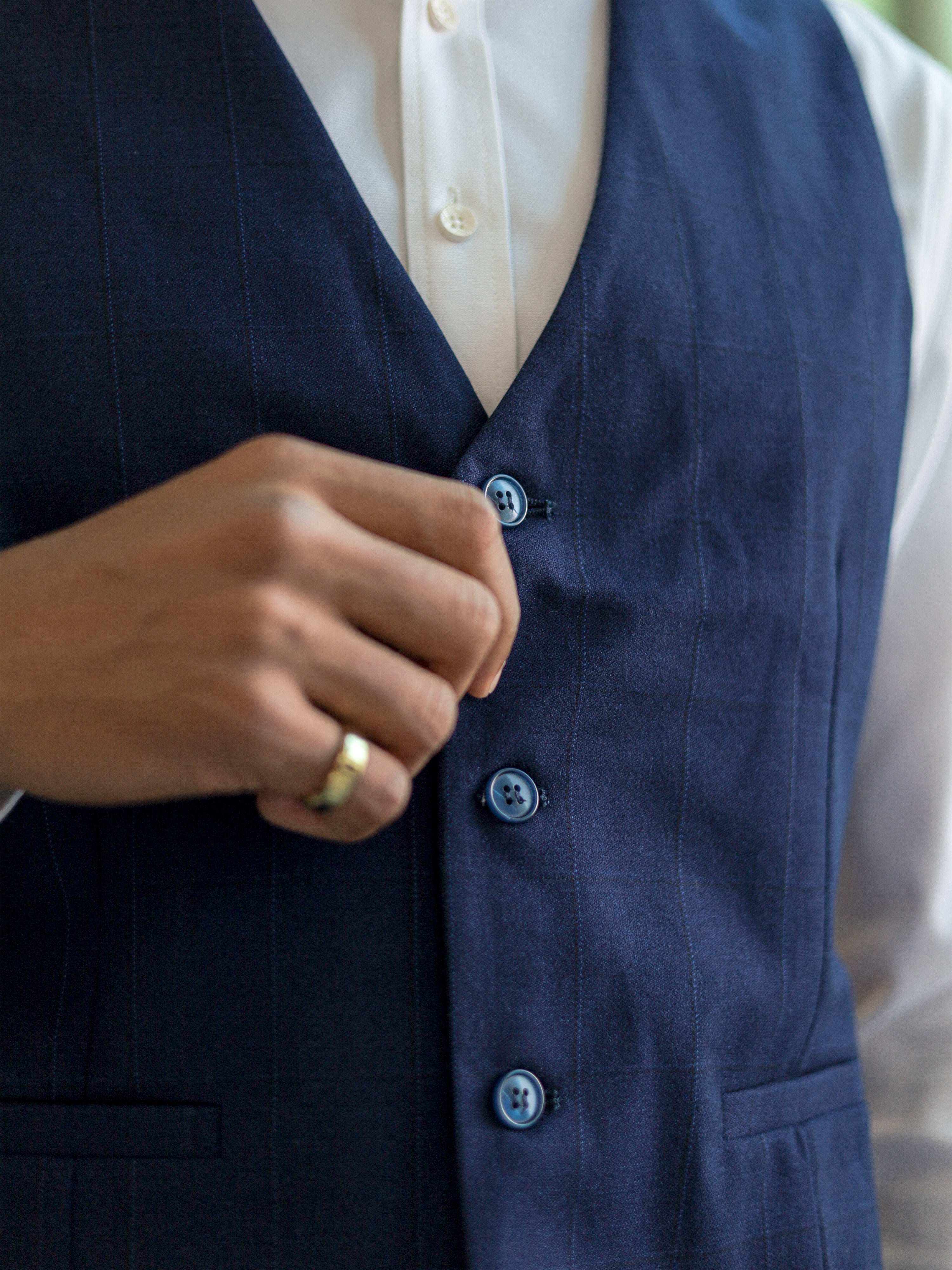 WindowPane Slim Fit Formal Vest in Blue