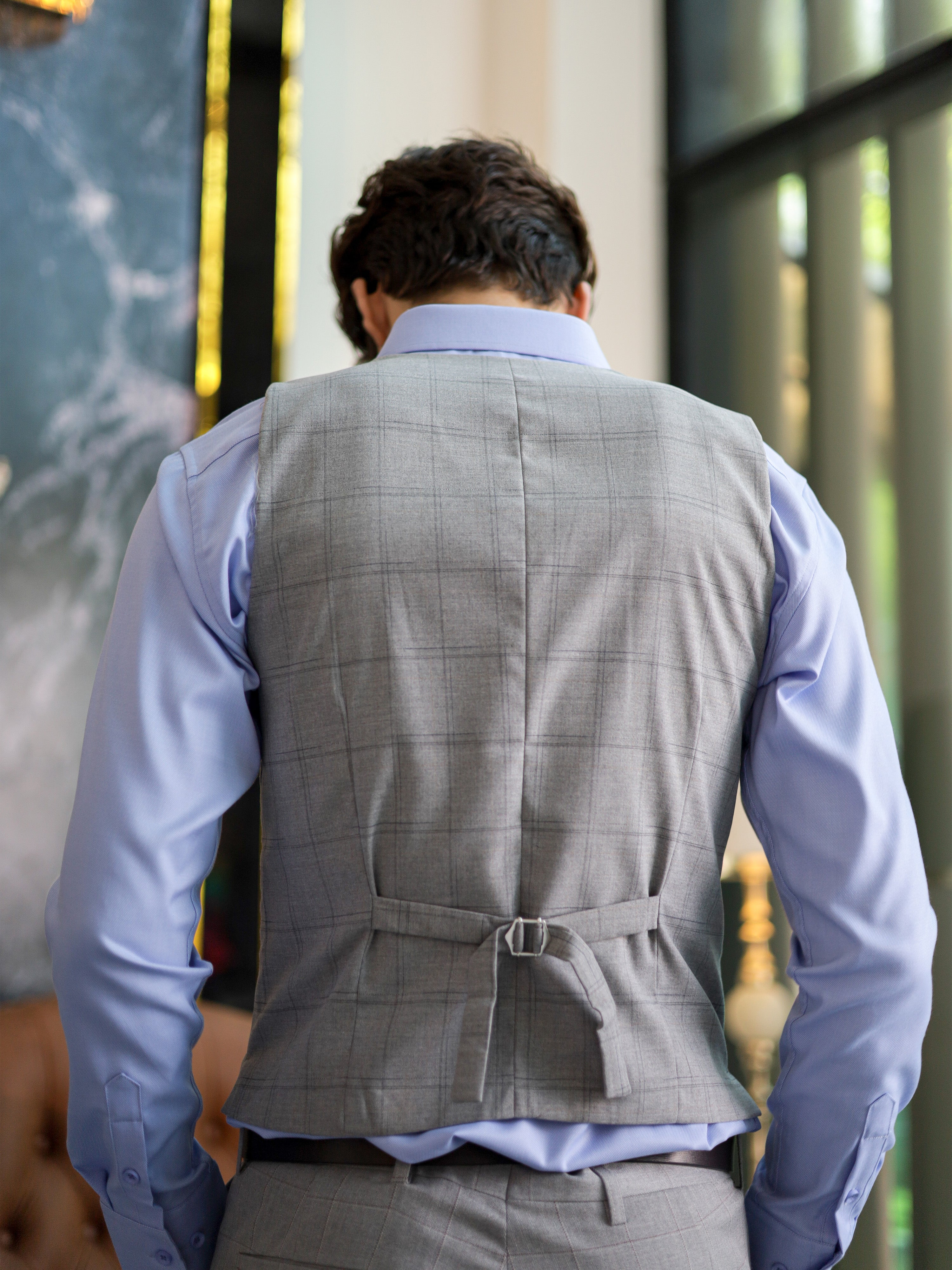 WindowPane Skinny Fit Formal vest in Light Grey
