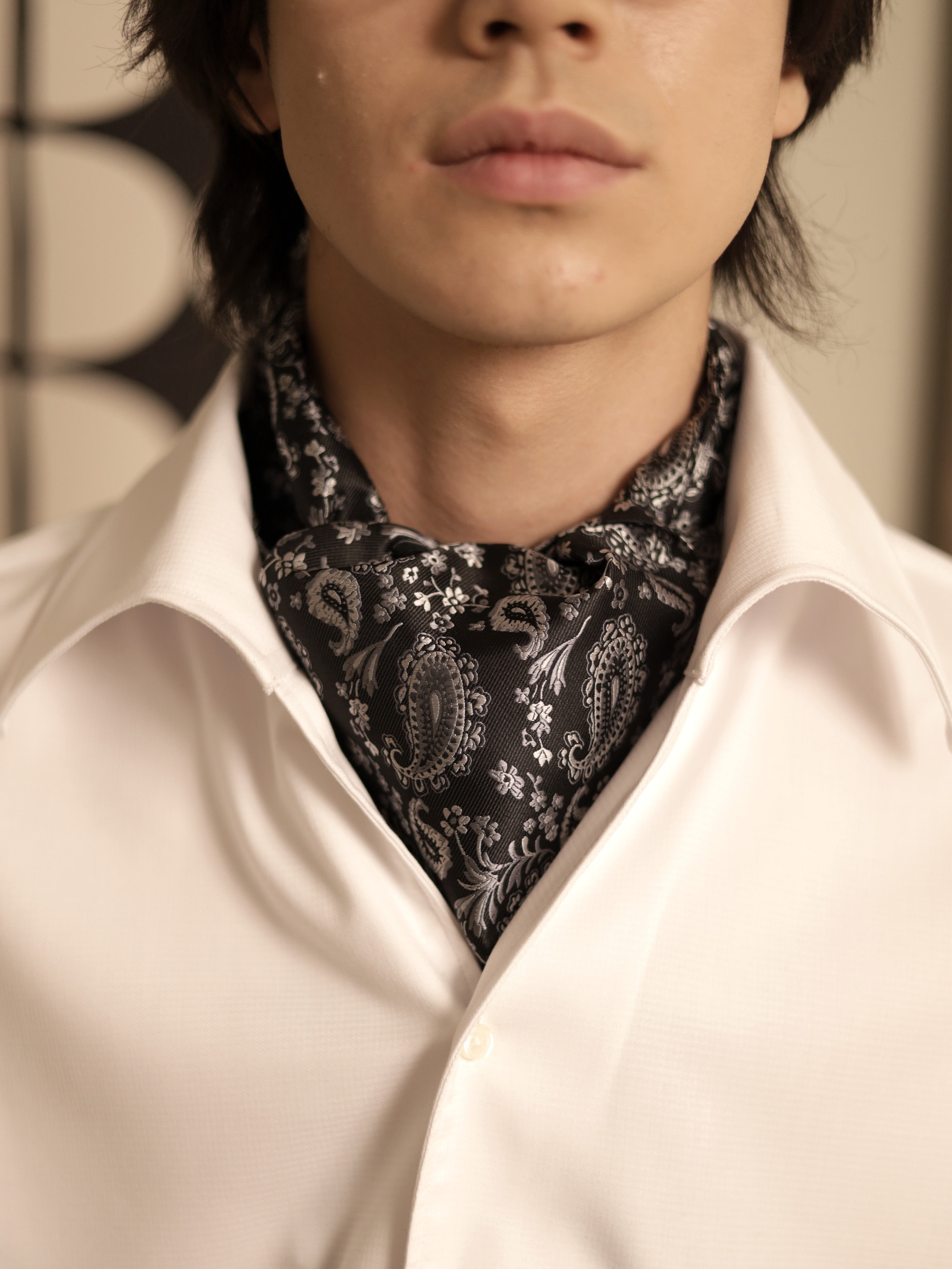 Ascot Tie Blooming Paisley Black