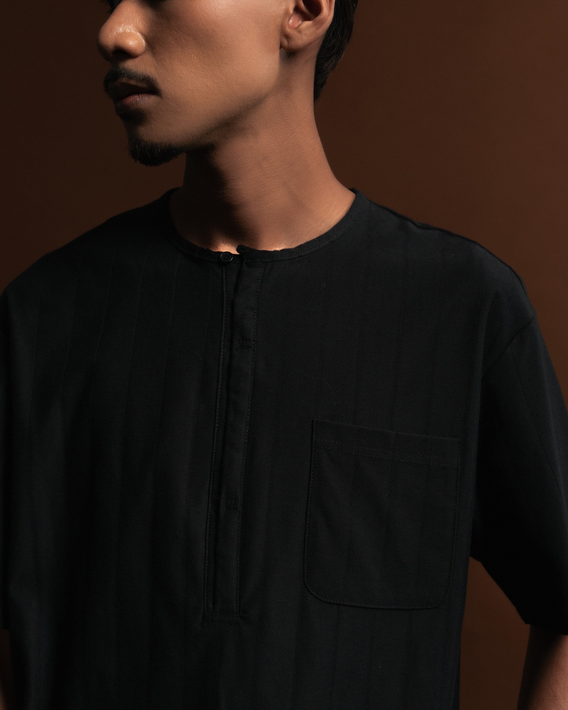 Plain Kurta Shirt in Black