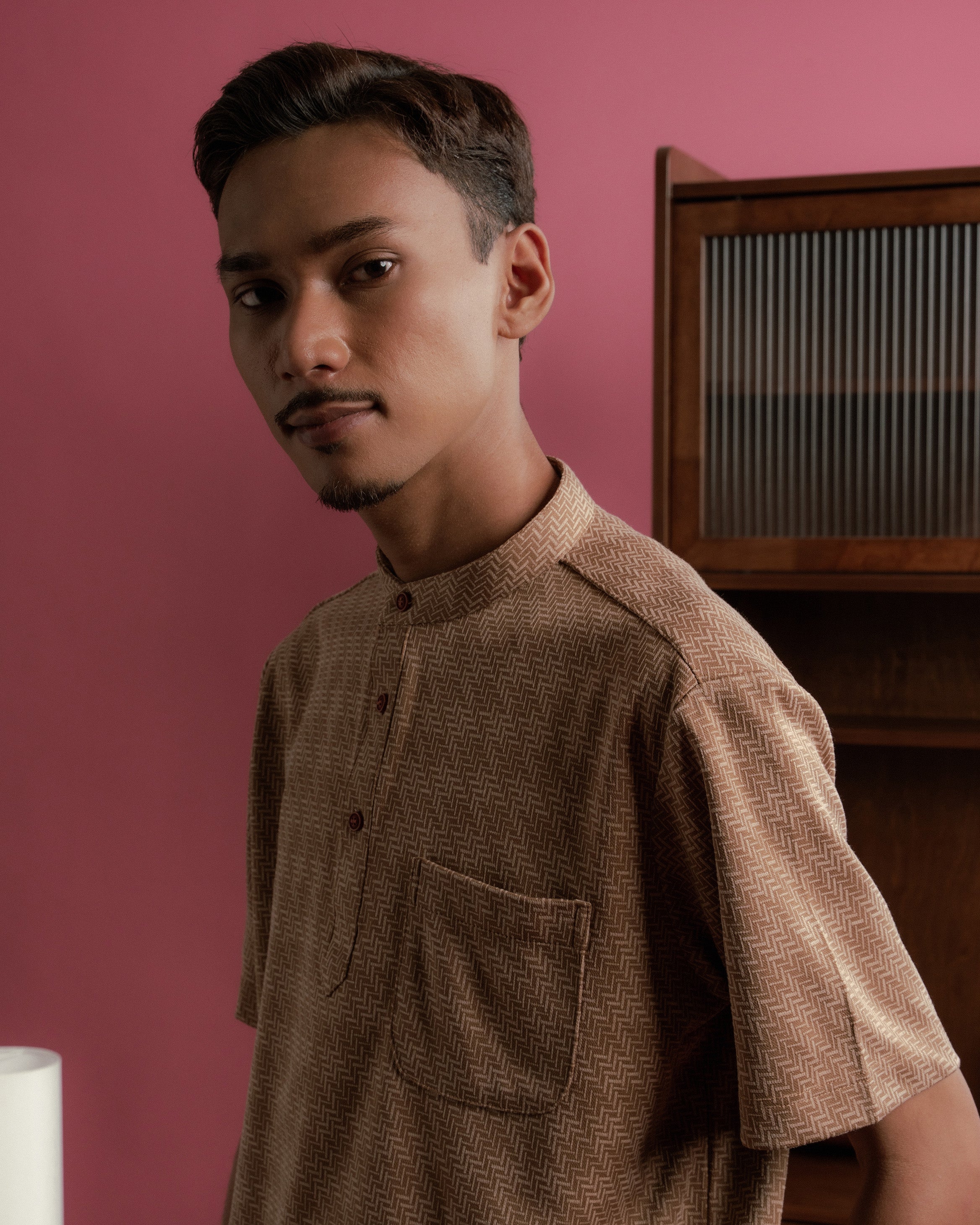 Geo Kurta Shirt in brown