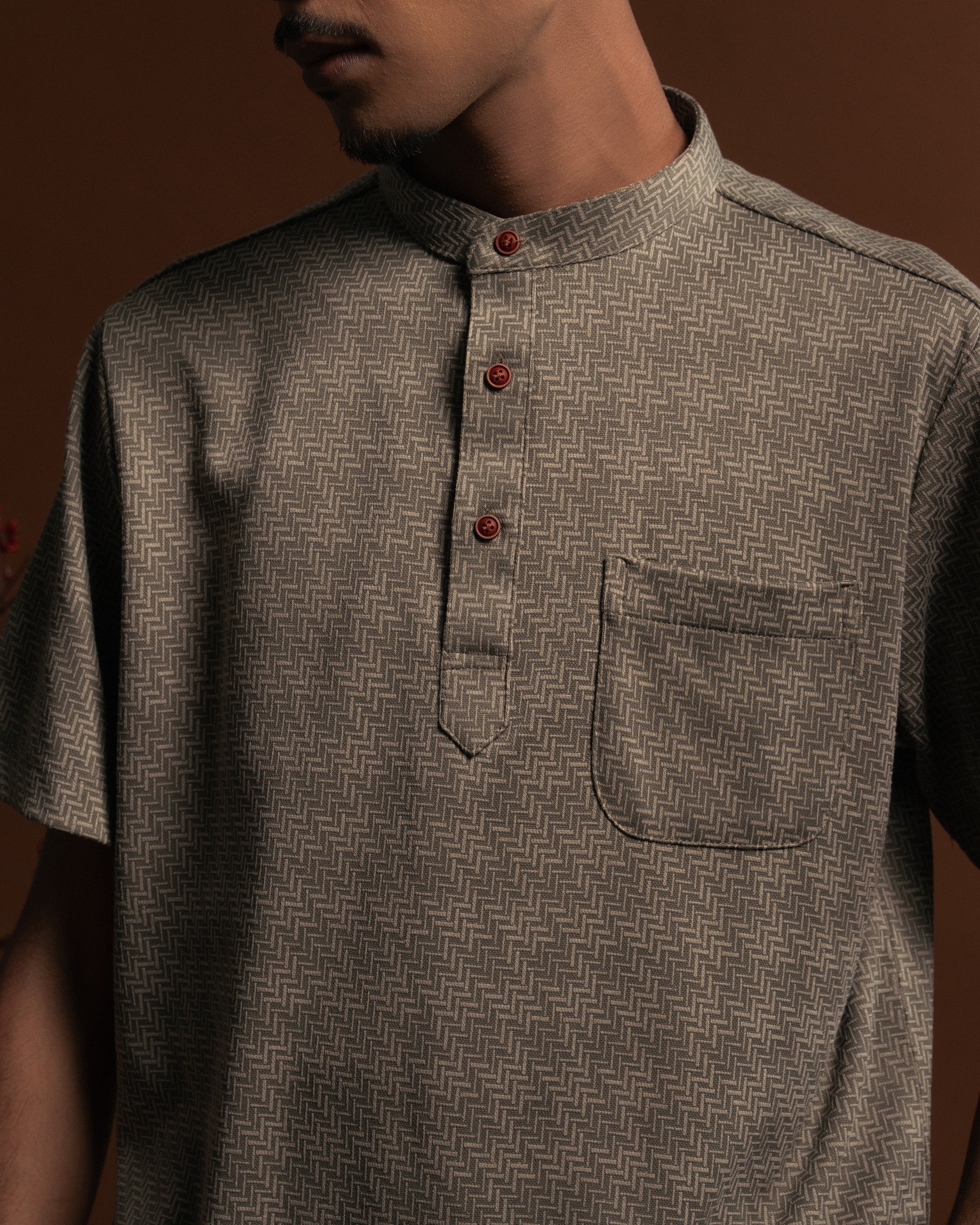 Geo Kurta Shirt in green