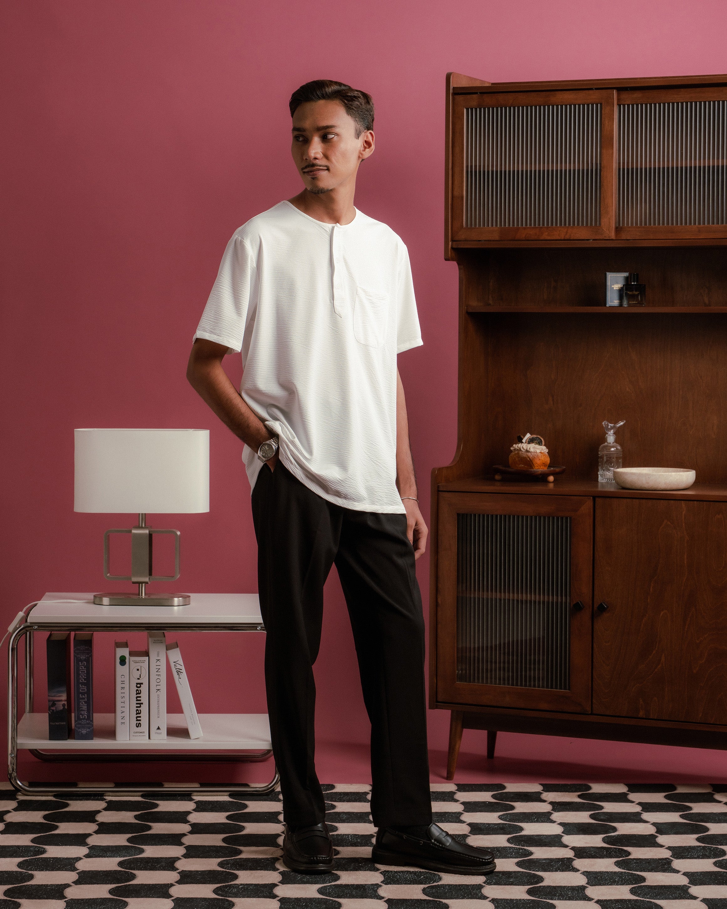 Weave Kurta Shirt in White