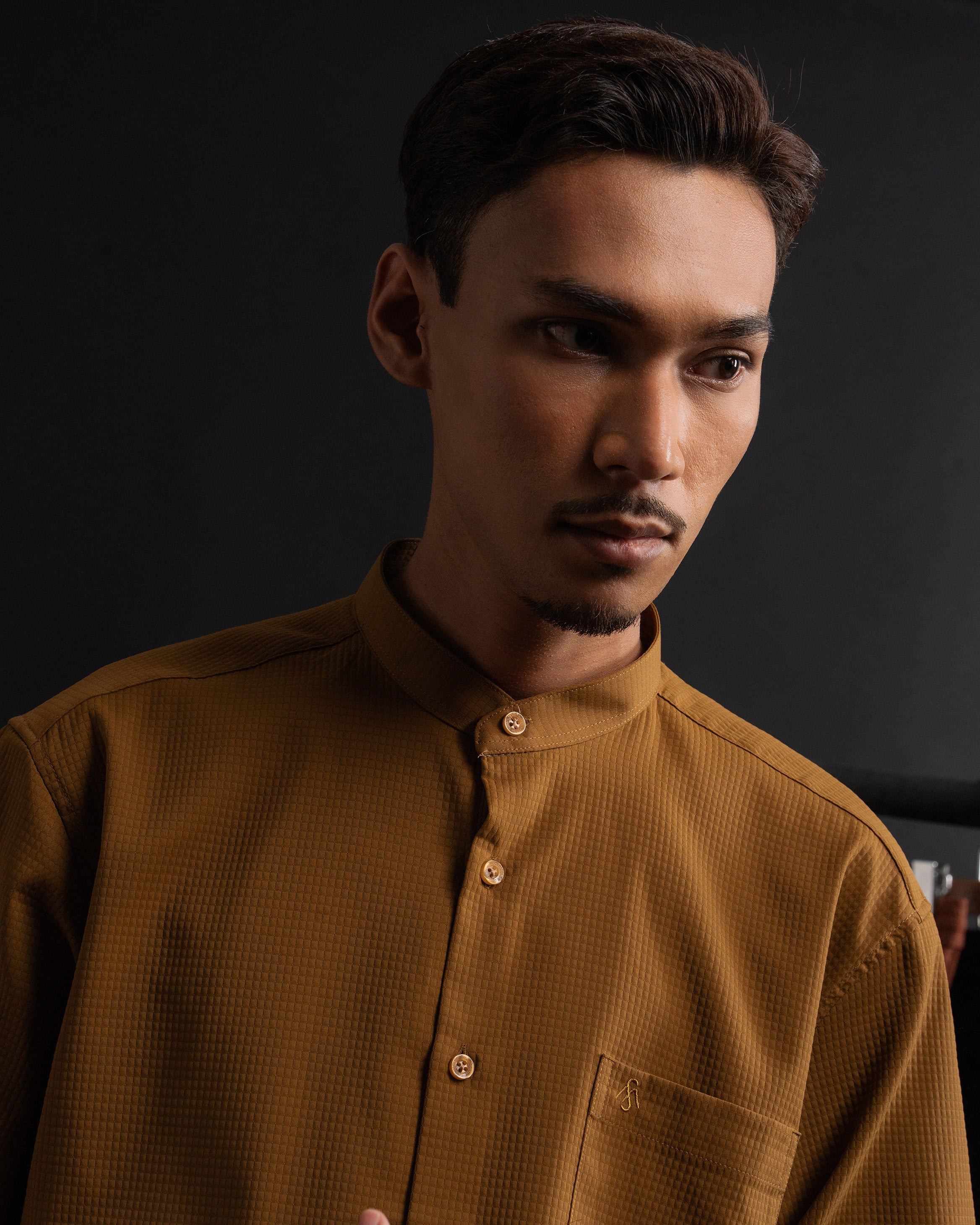Waffle Kurta Shirt in Brown