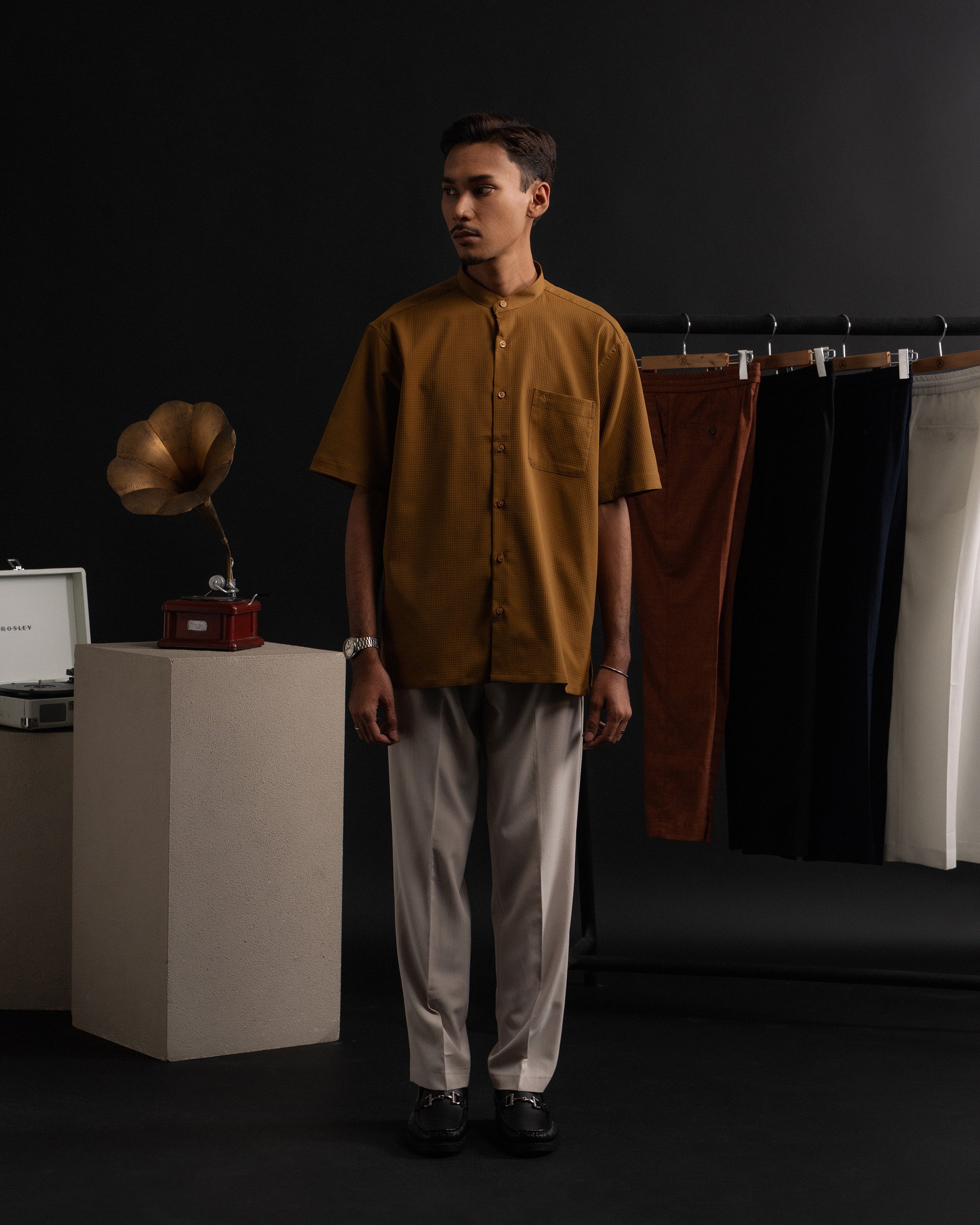 Waffle Kurta Shirt in Brown