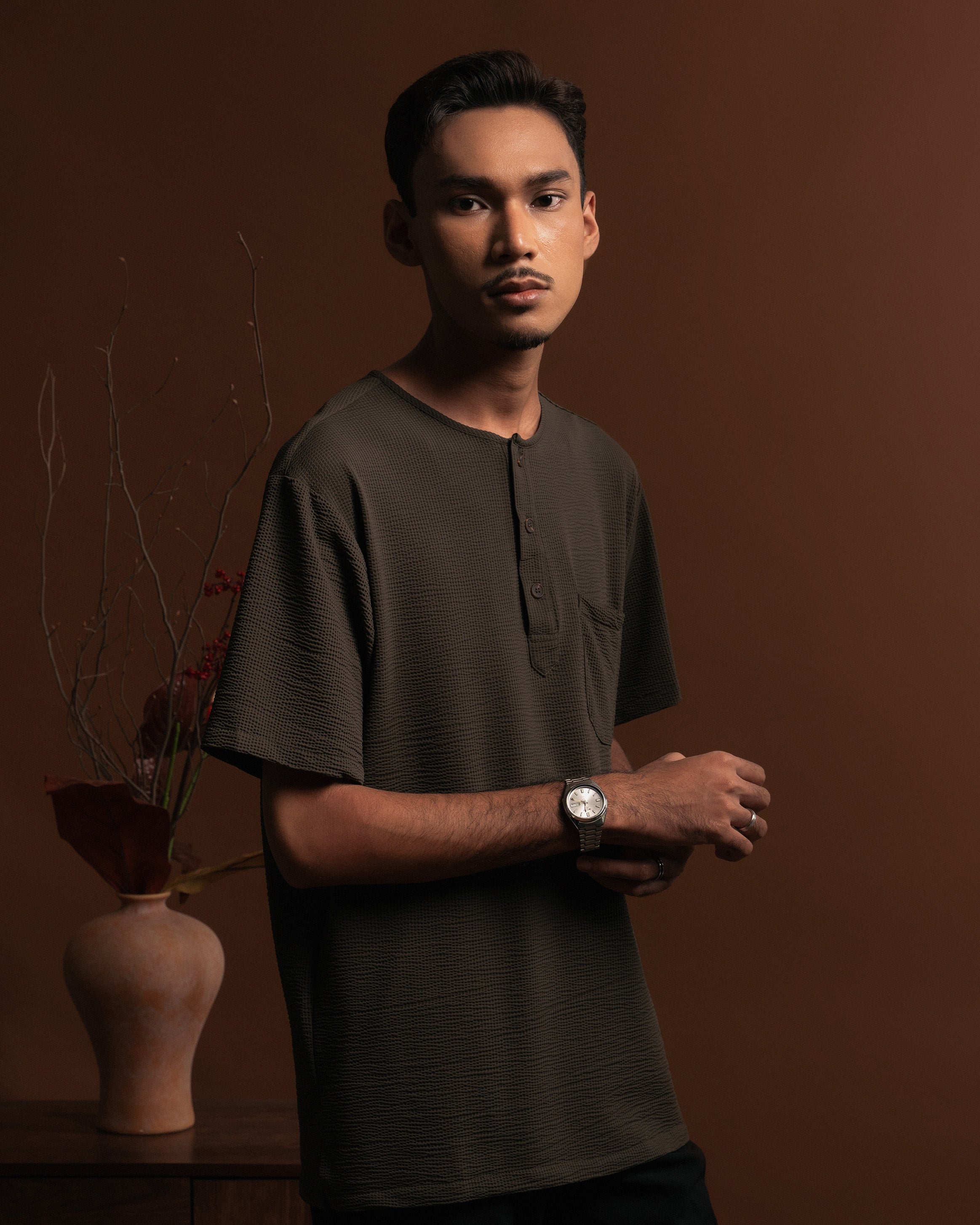 Weave Kurta Shirt in Green