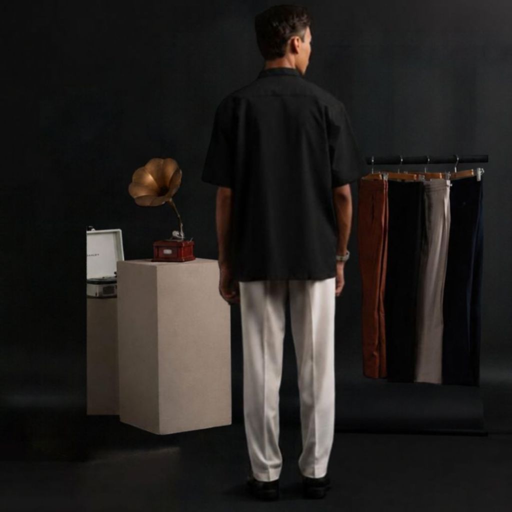 SmartMaster Waffle Kurta Shirt in Black