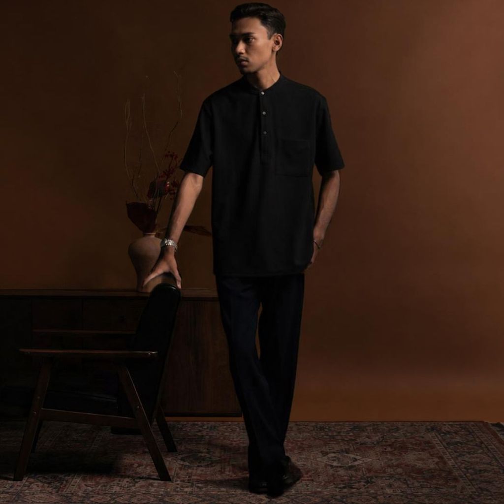 SmartMaster Textured Kurta Shirt in Black