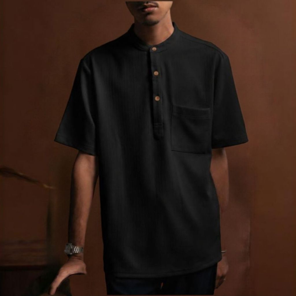 SmartMaster Textured Kurta Shirt in Black