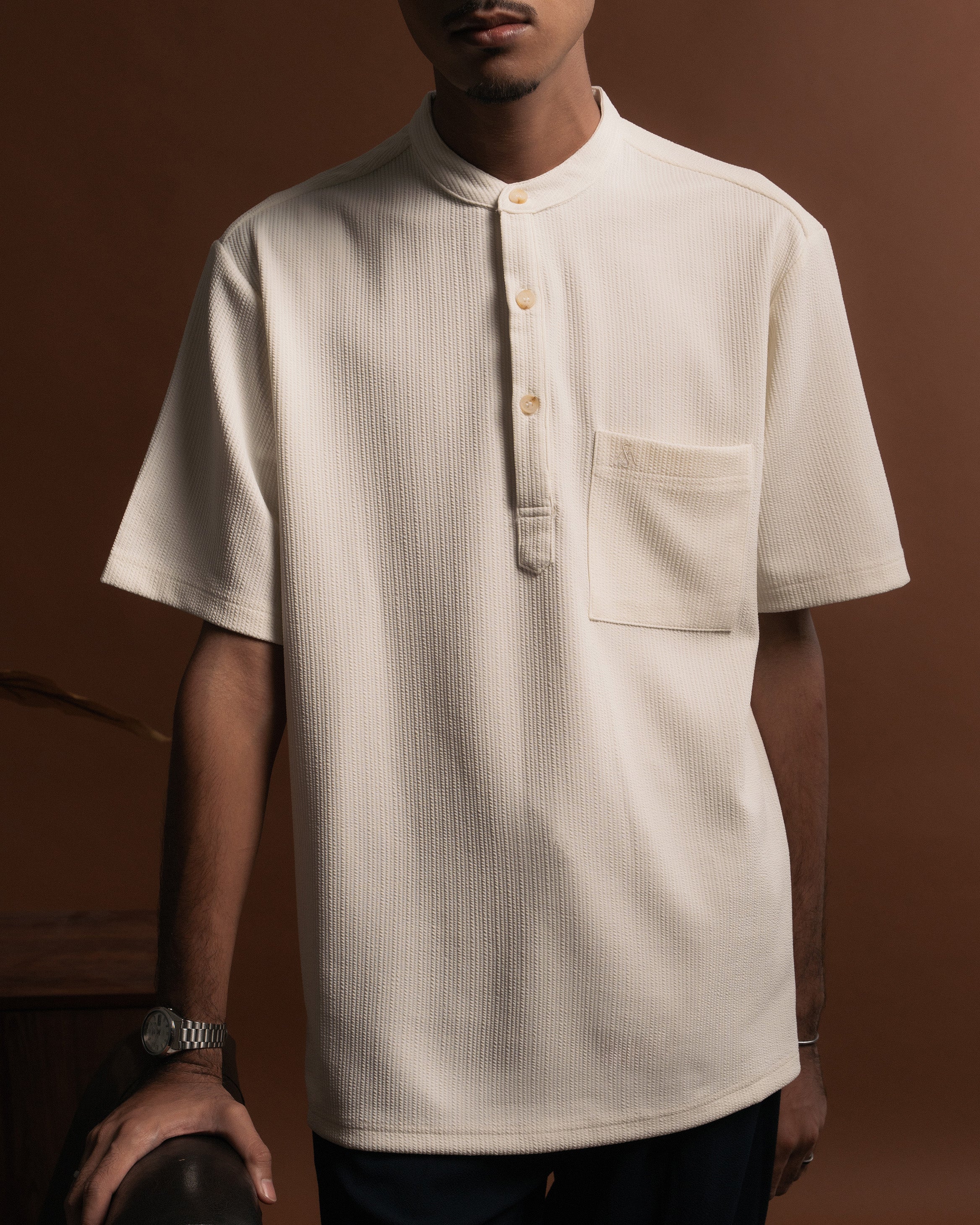 Textured Kurta Shirt in White