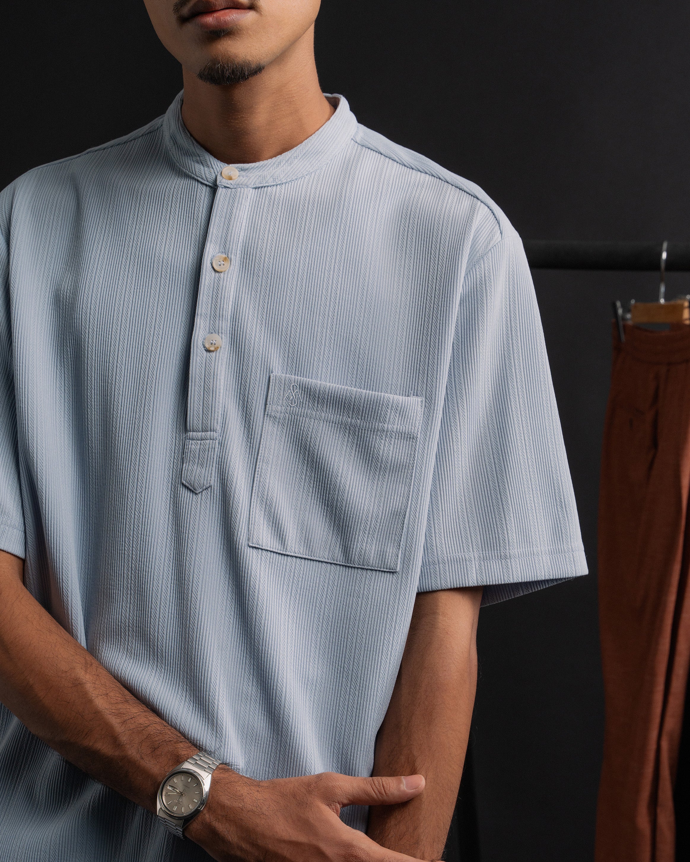Striped Kurta Shirt in Blue