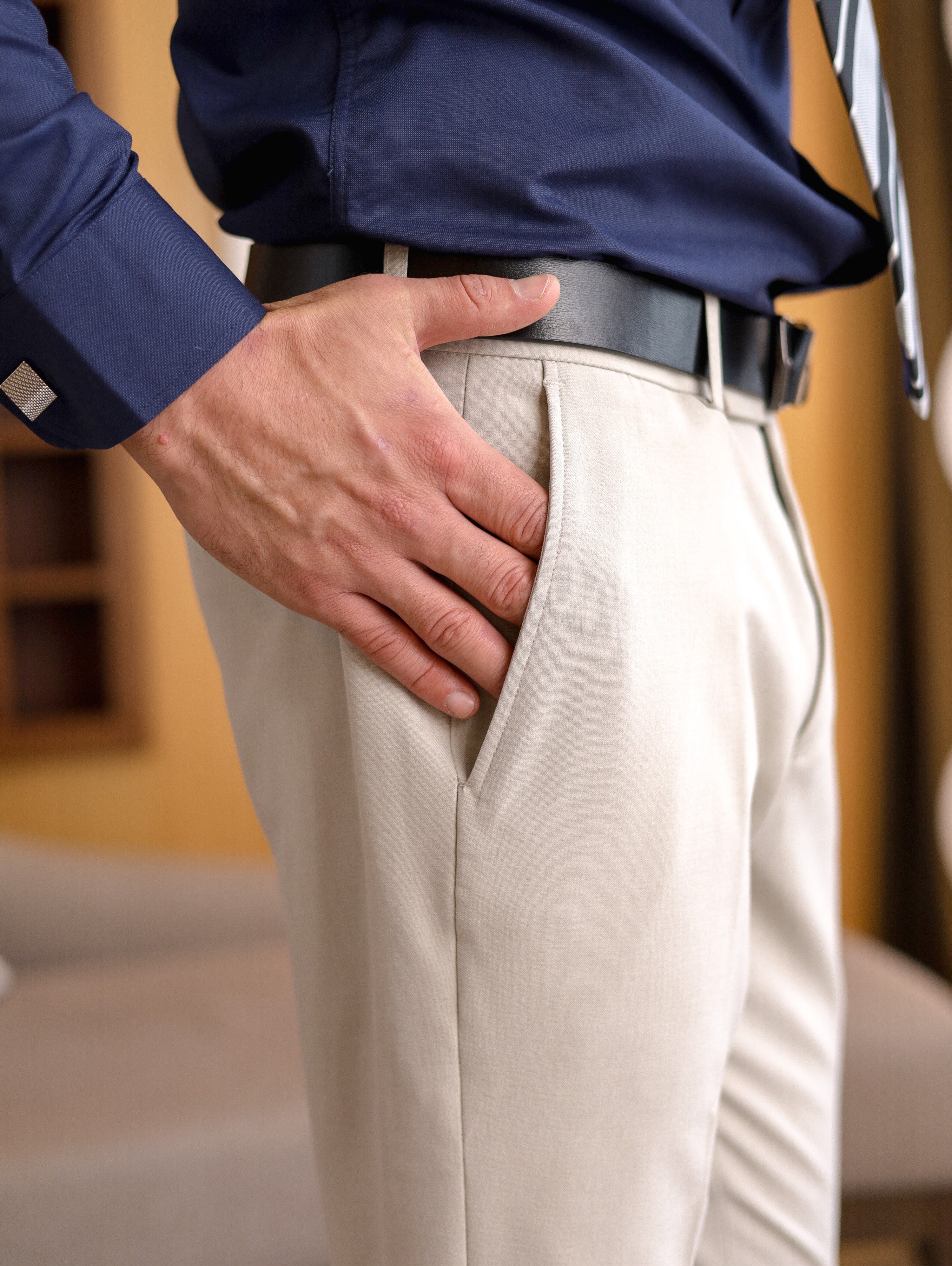 Beige Trousers Skinny Fit