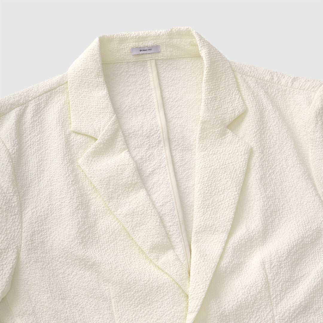 Single-Breasted Seersucker Patch Formal Suit