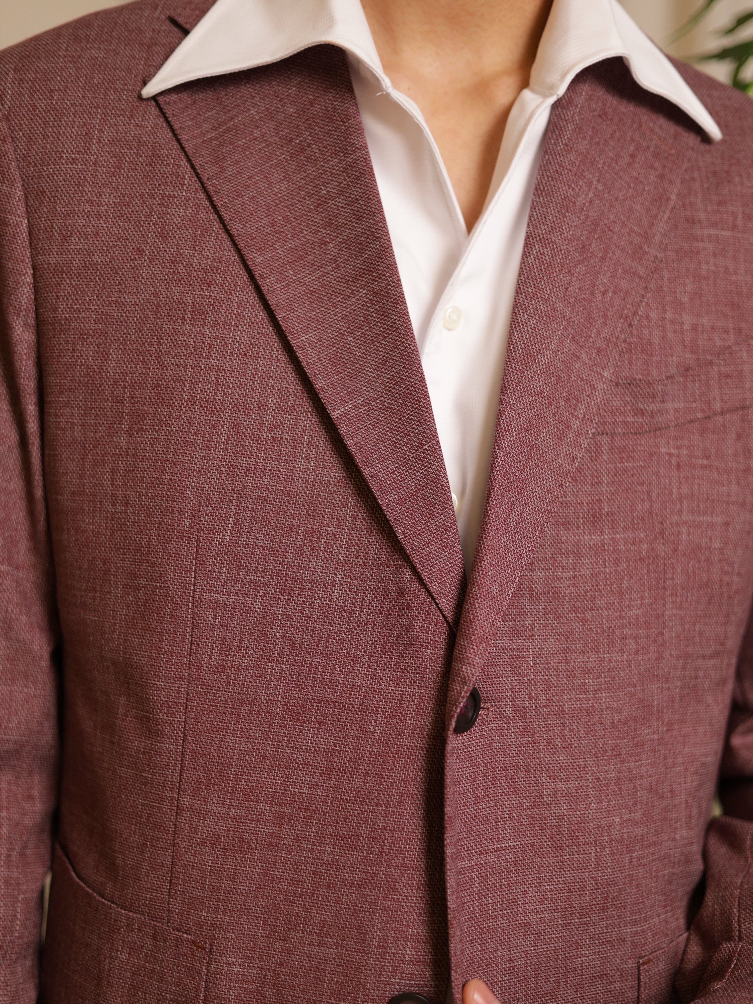 Neapolitan Notch Lapel Suit in burgundy