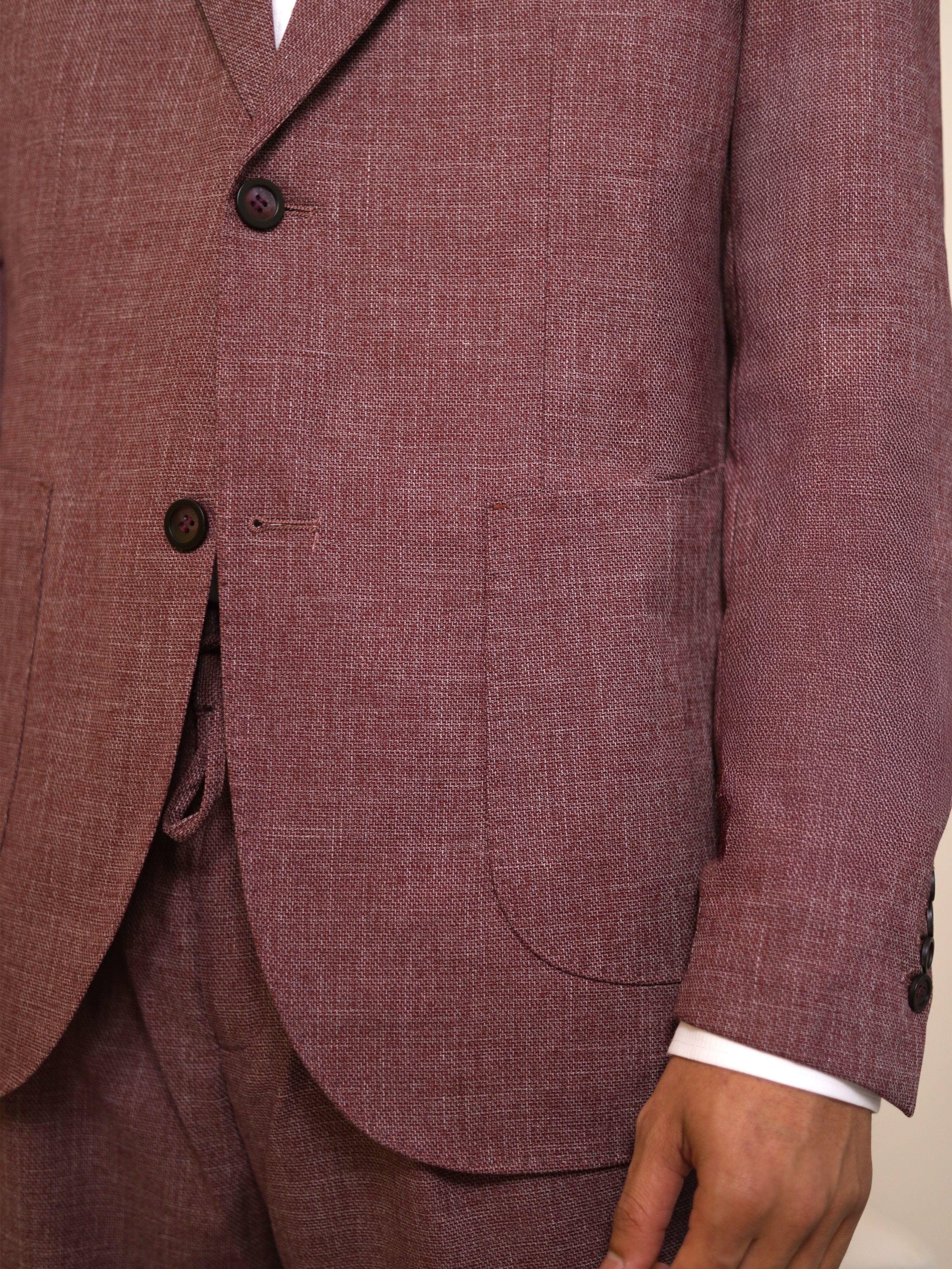 Neapolitan Notch Lapel Suit in burgundy