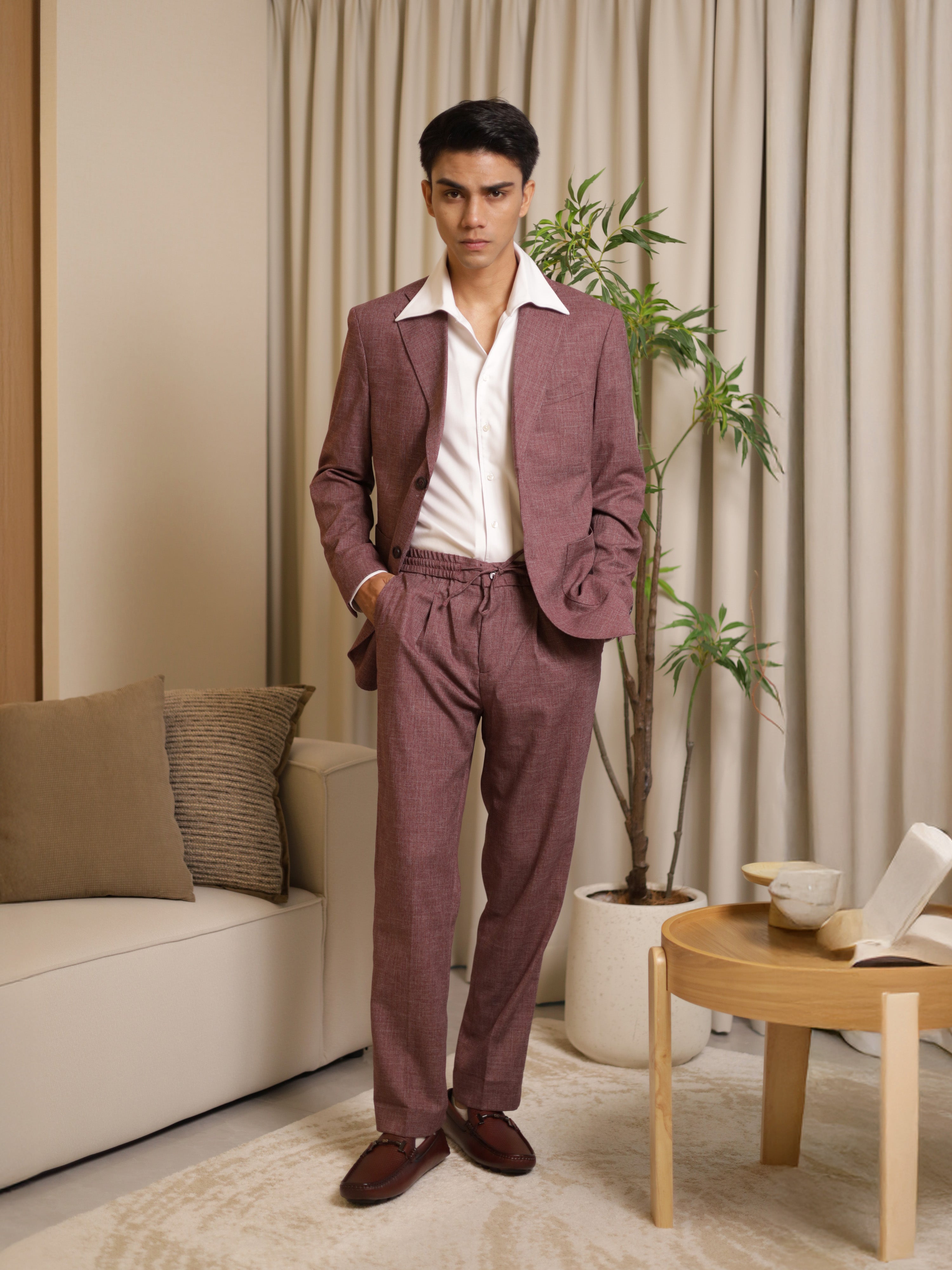 Neapolitan Trousers in burgundy