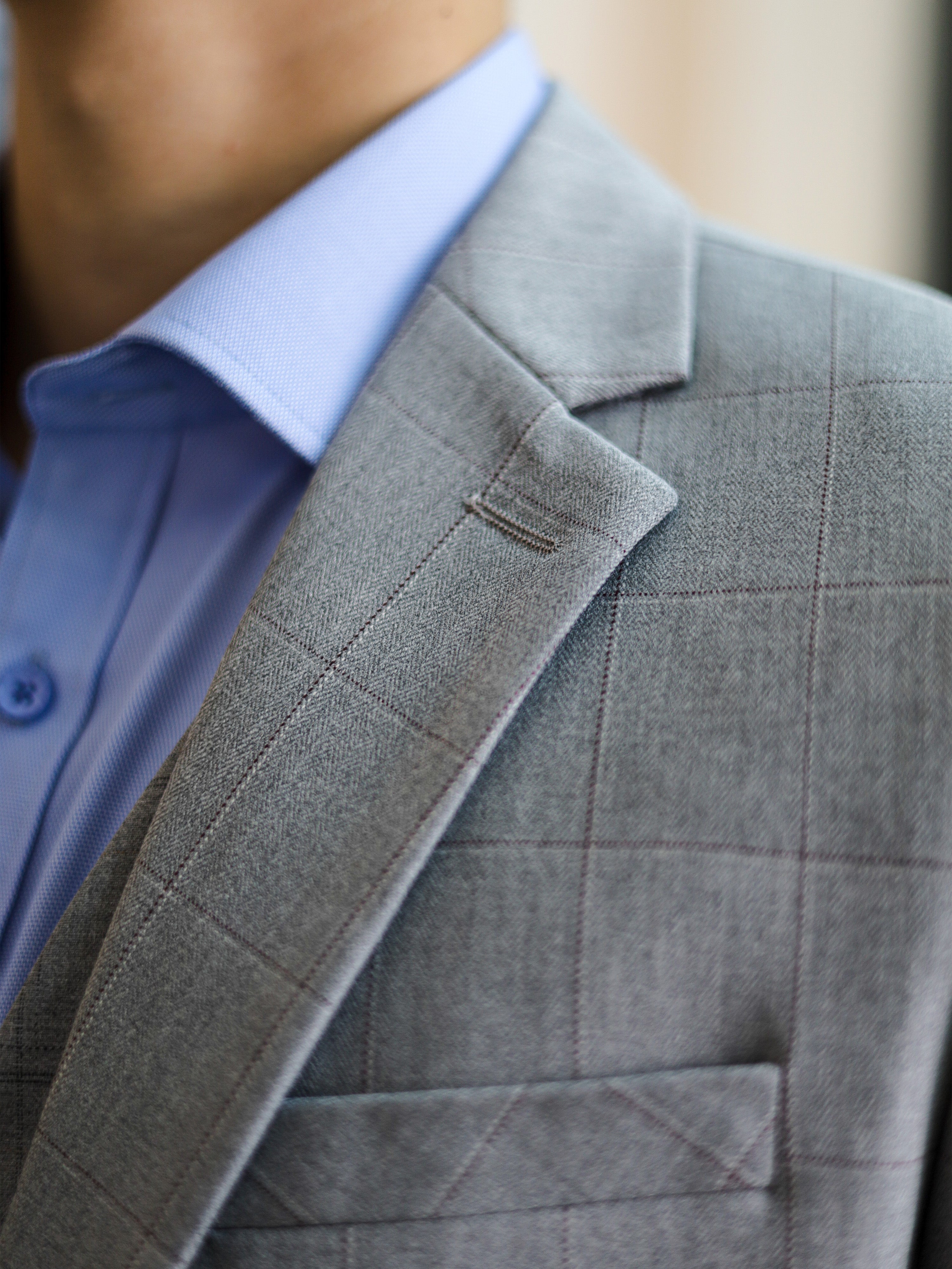 WindowPane Slim Fit Formal Suit in Light Grey