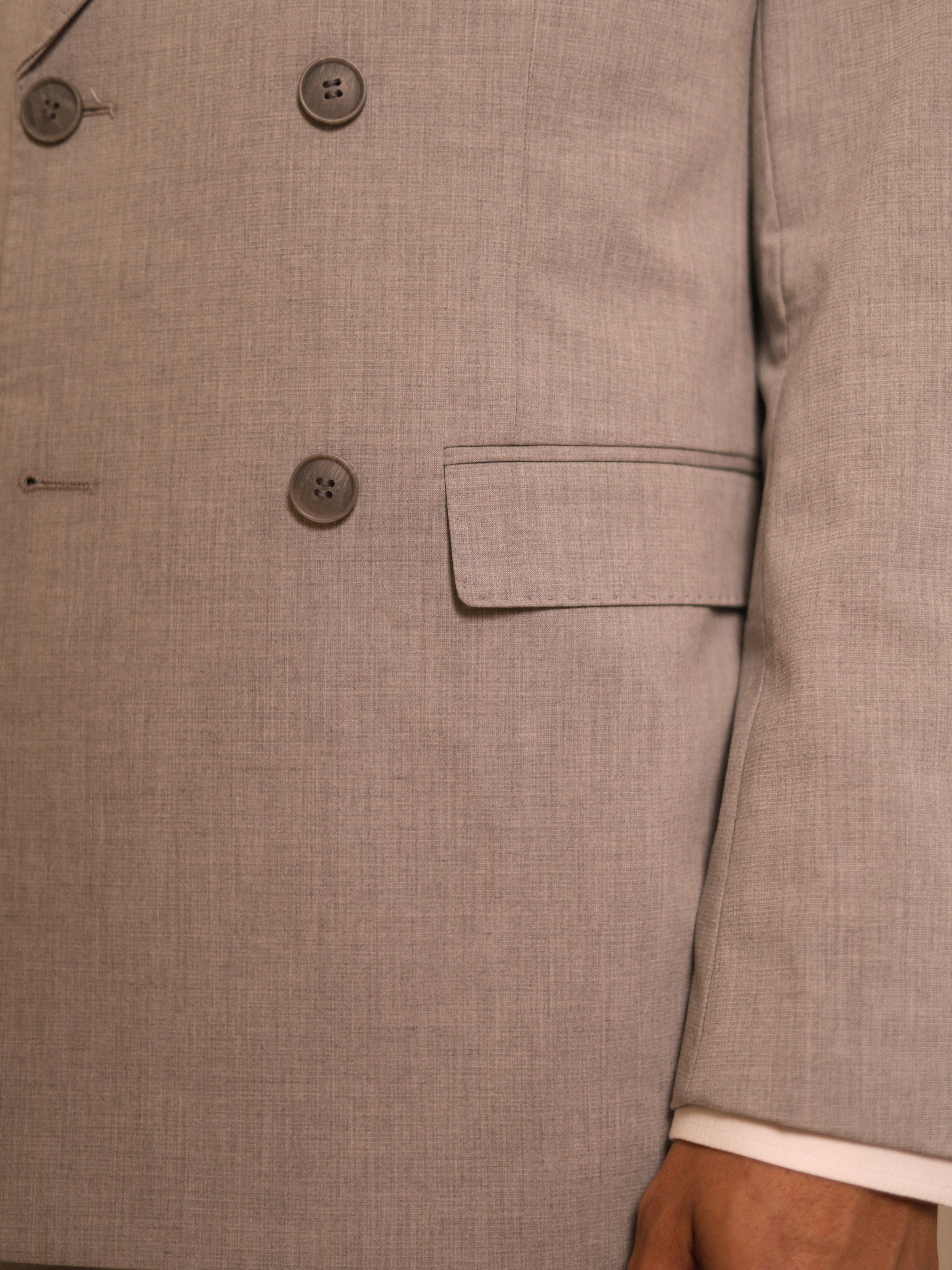 Neapolitan Double Breasted Suit in Light Grey