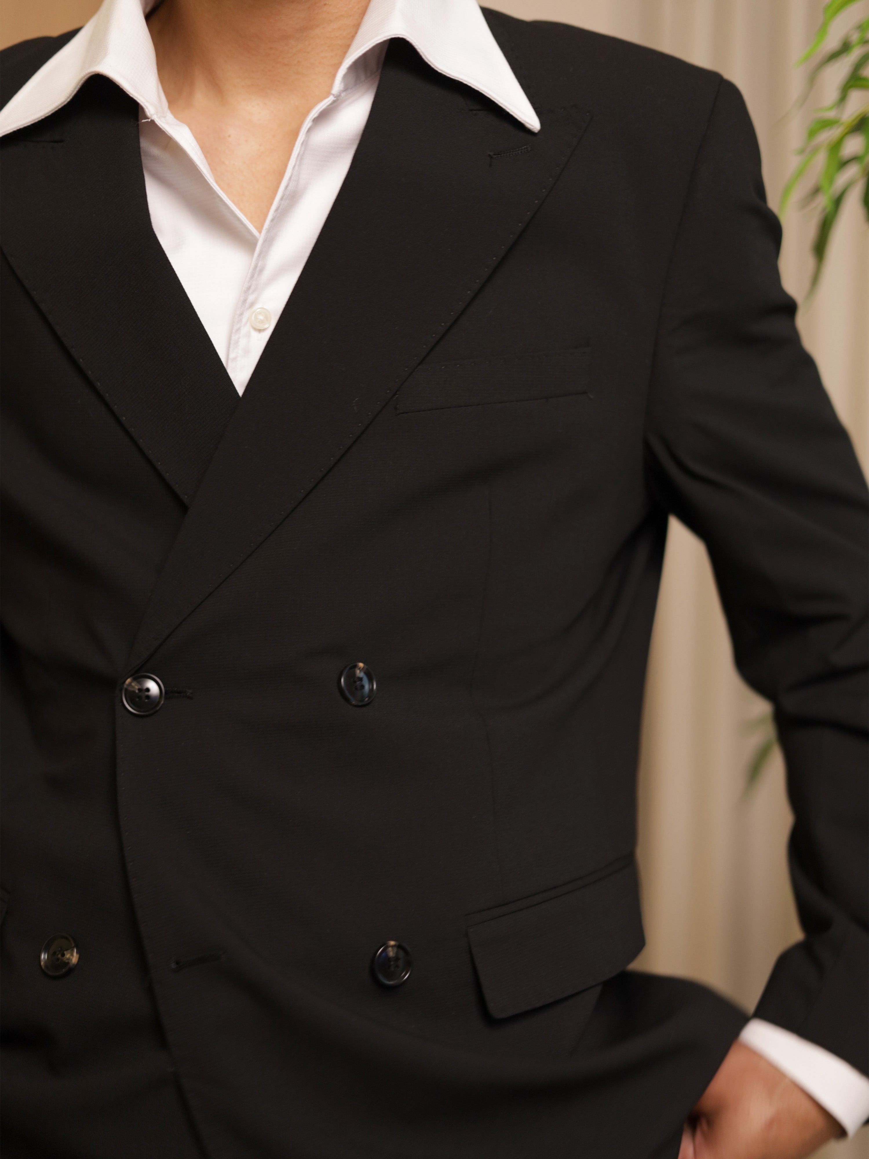 Neapolitan Double Breasted Suit in Black