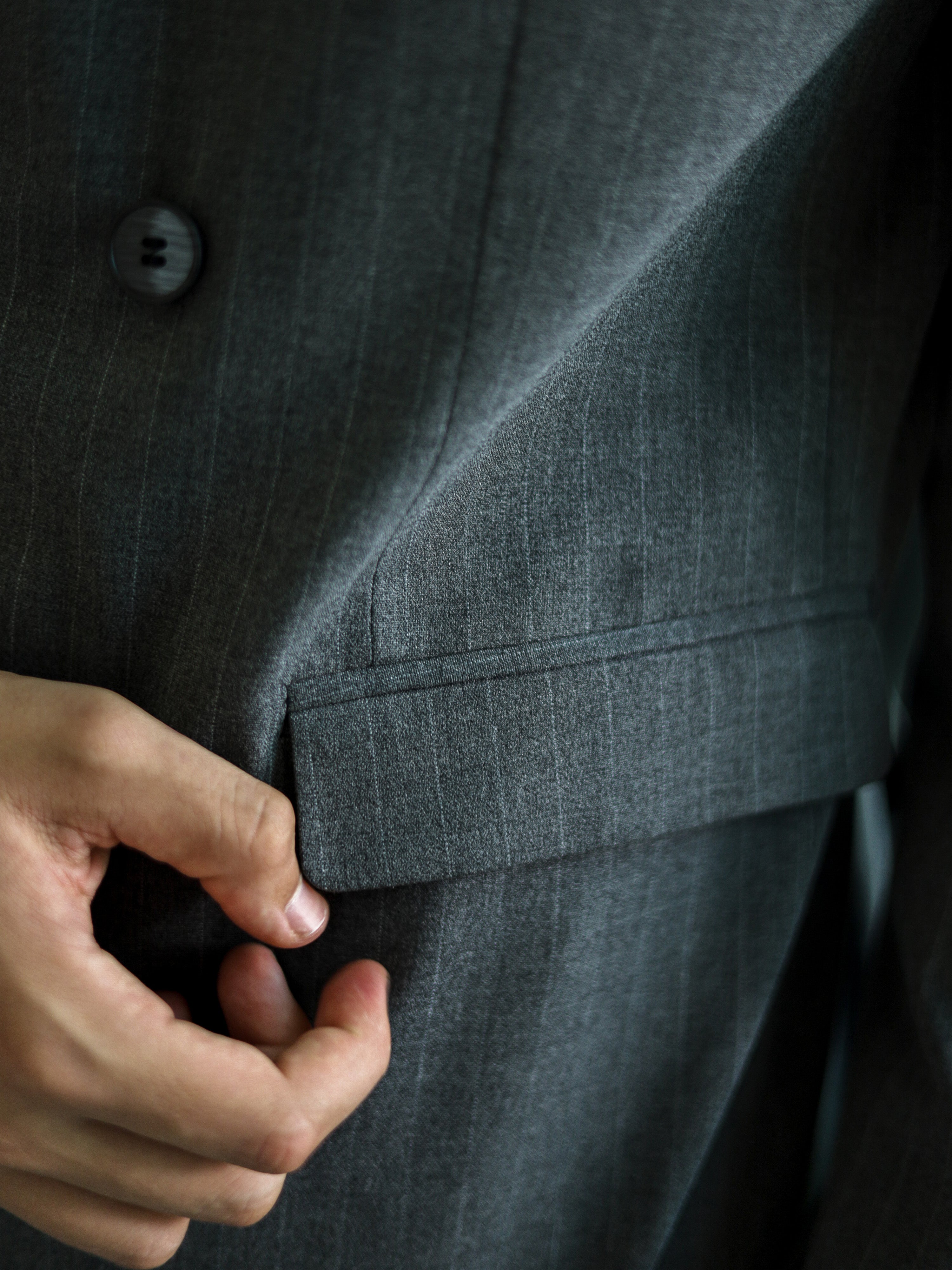 Double-Breasted Pinstripe Skinny Formal Suit in Grey