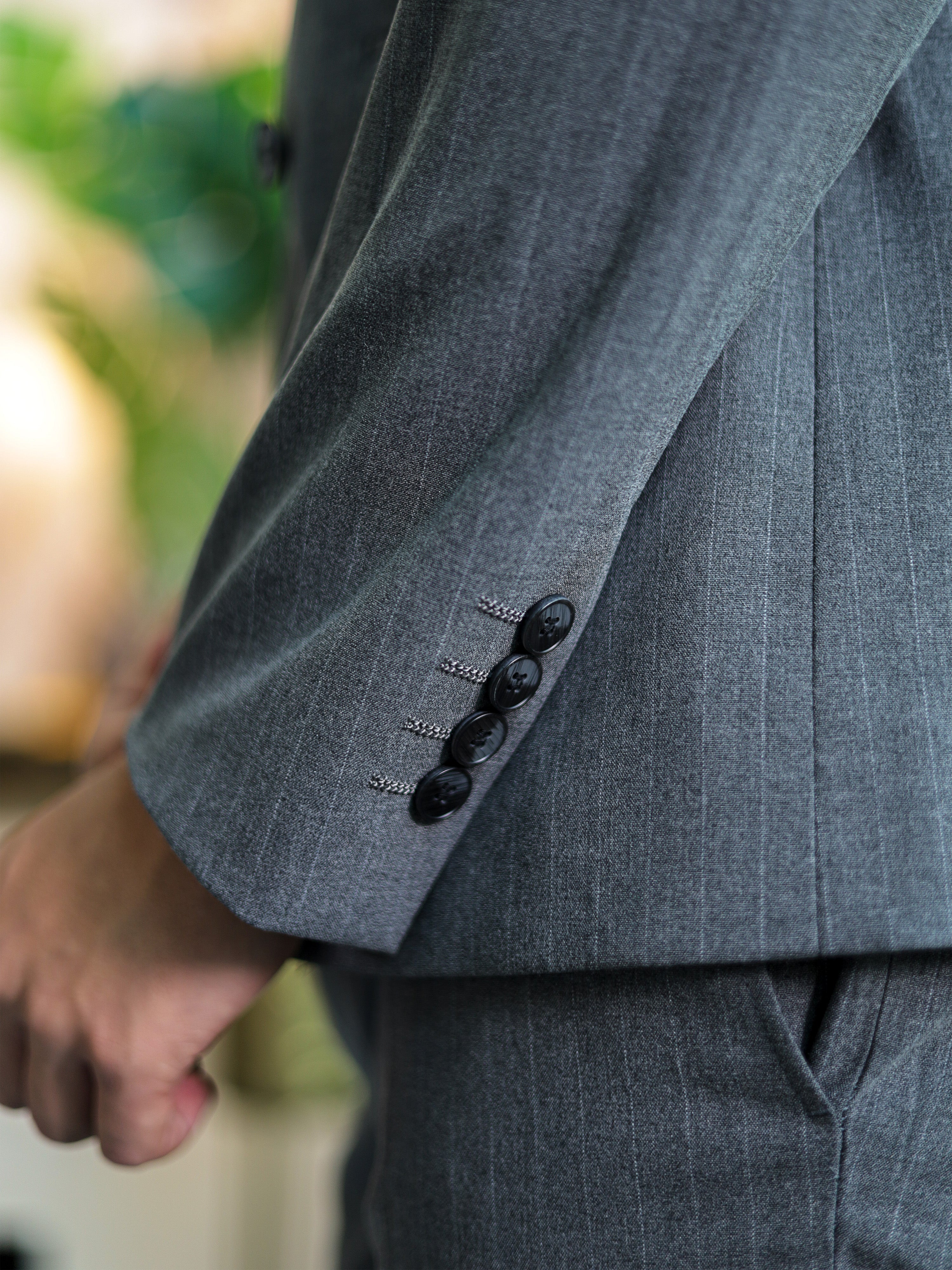 Double-Breasted Pinstripe Skinny Formal Suit in Grey
