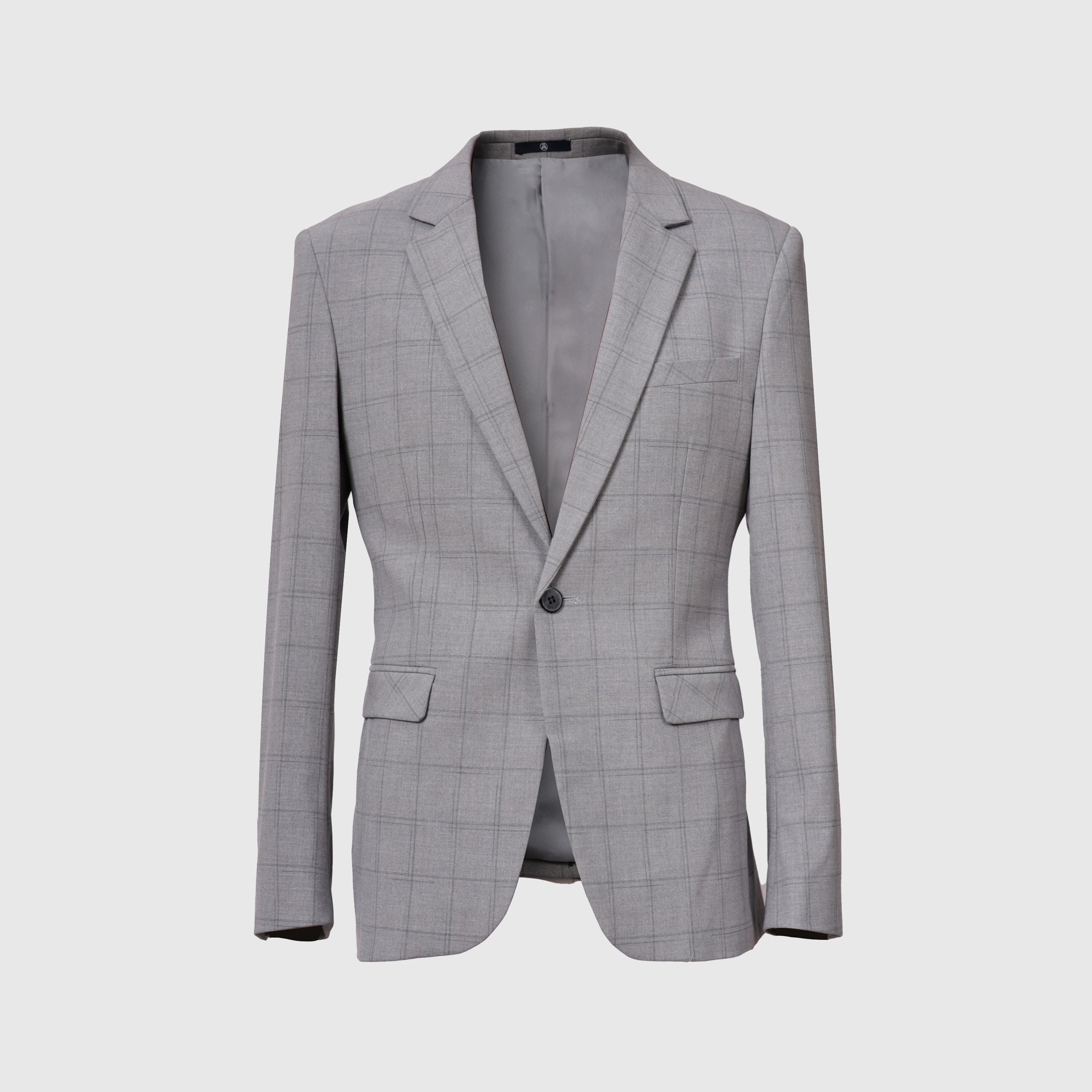 Checkered Skinny Fit Single Button Formal Suit