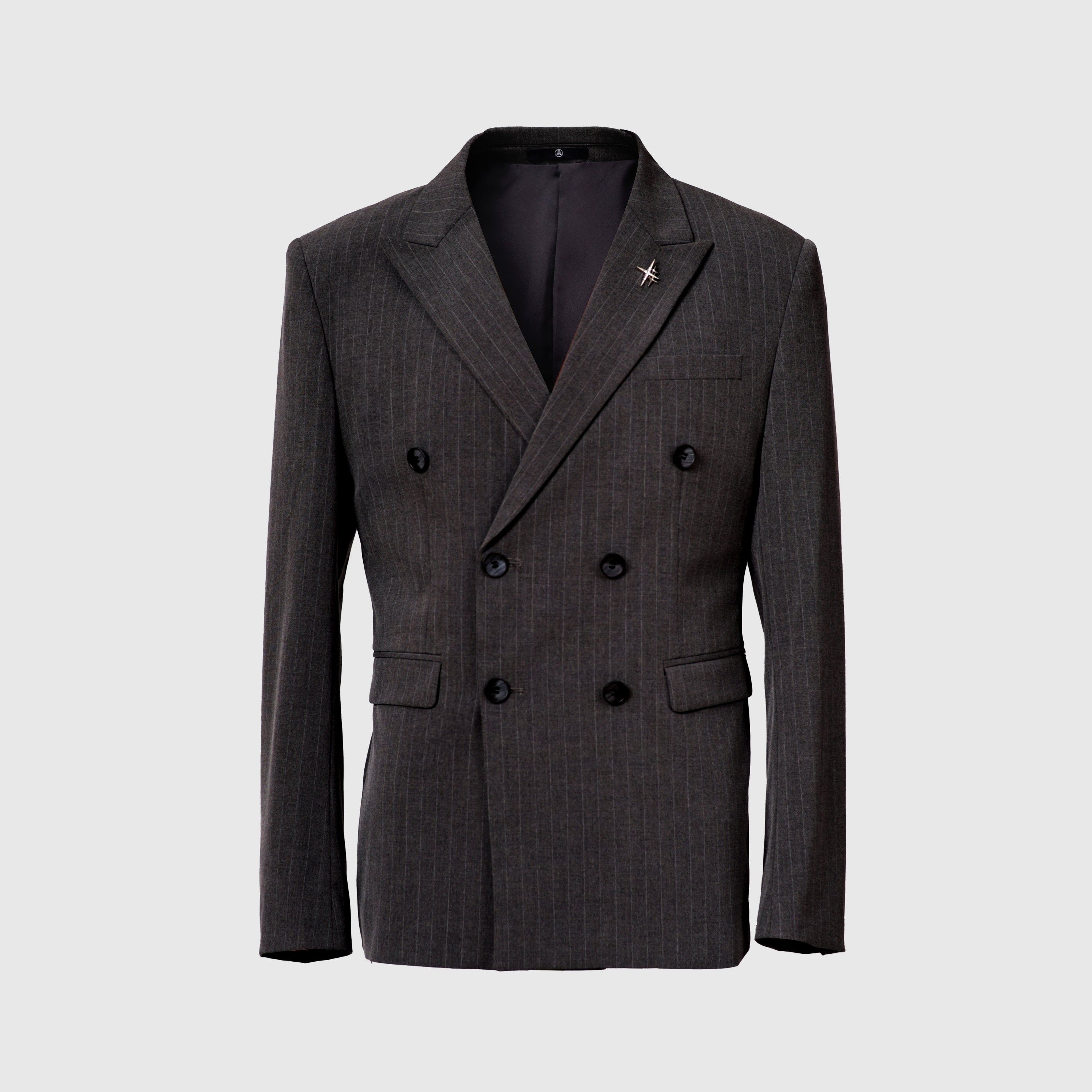 Double-Breasted Pinstripe Skinny Formal Suit