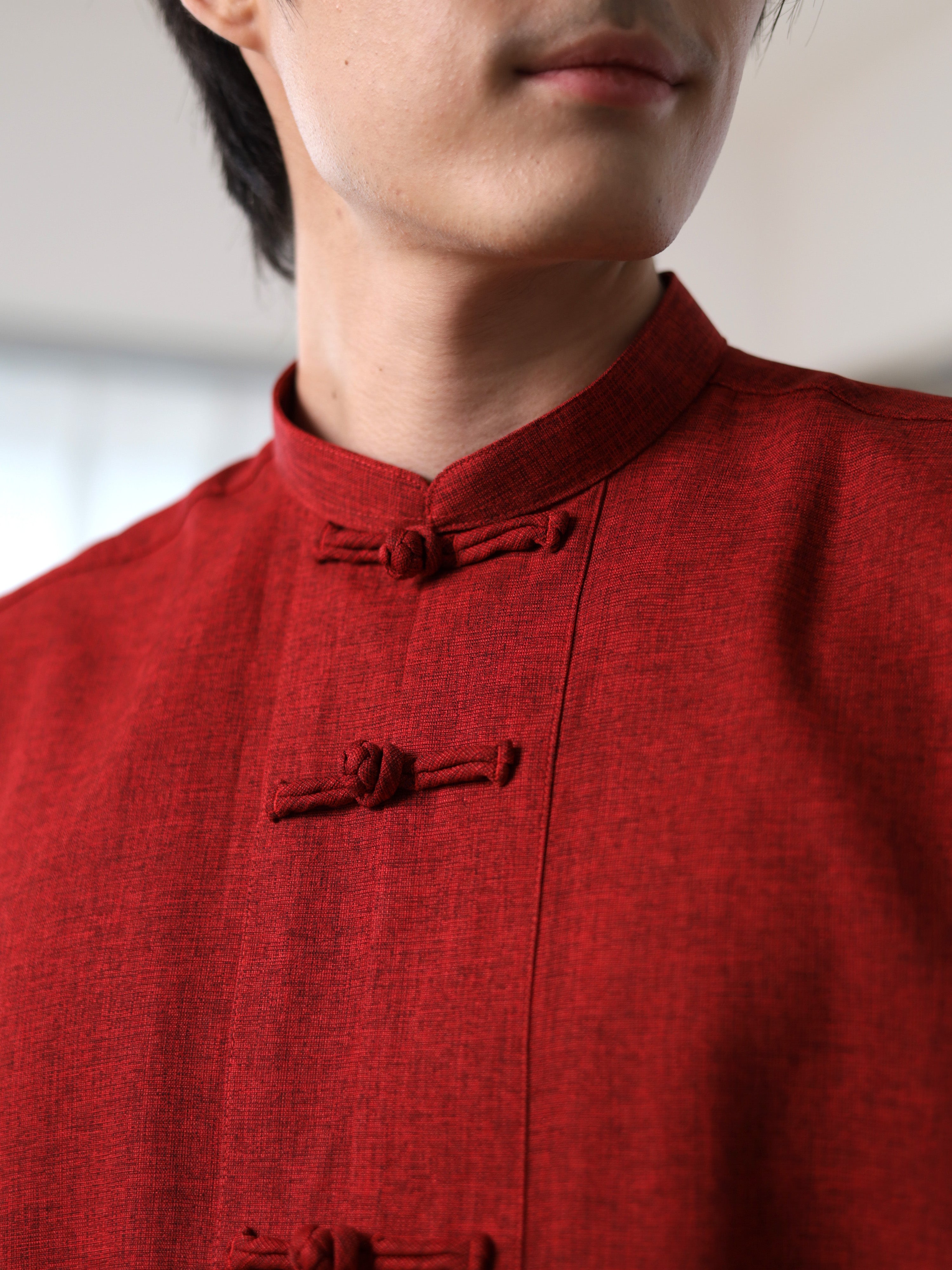 Linen Tang Shirt in Red