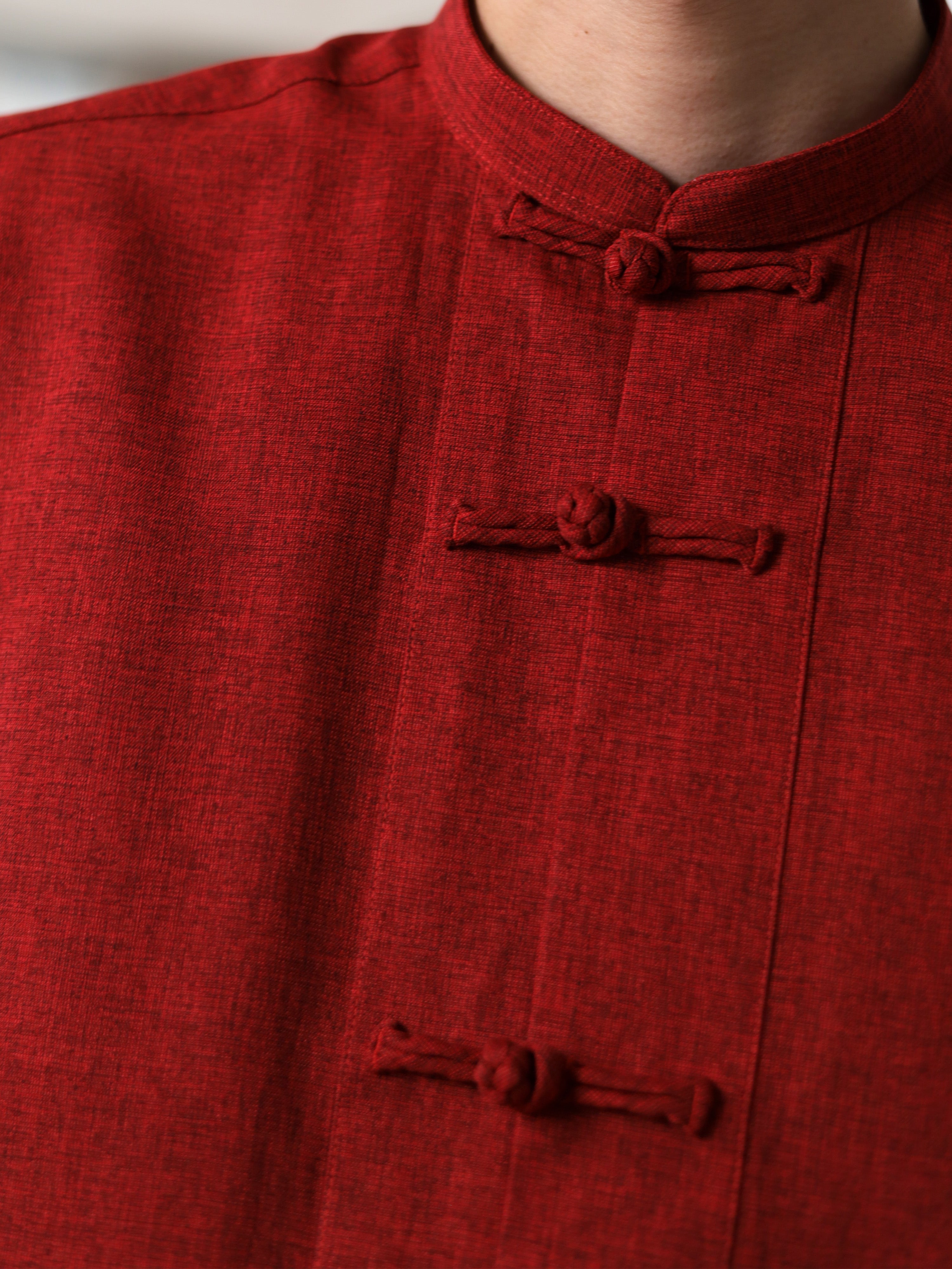 Linen Tang Shirt in Red