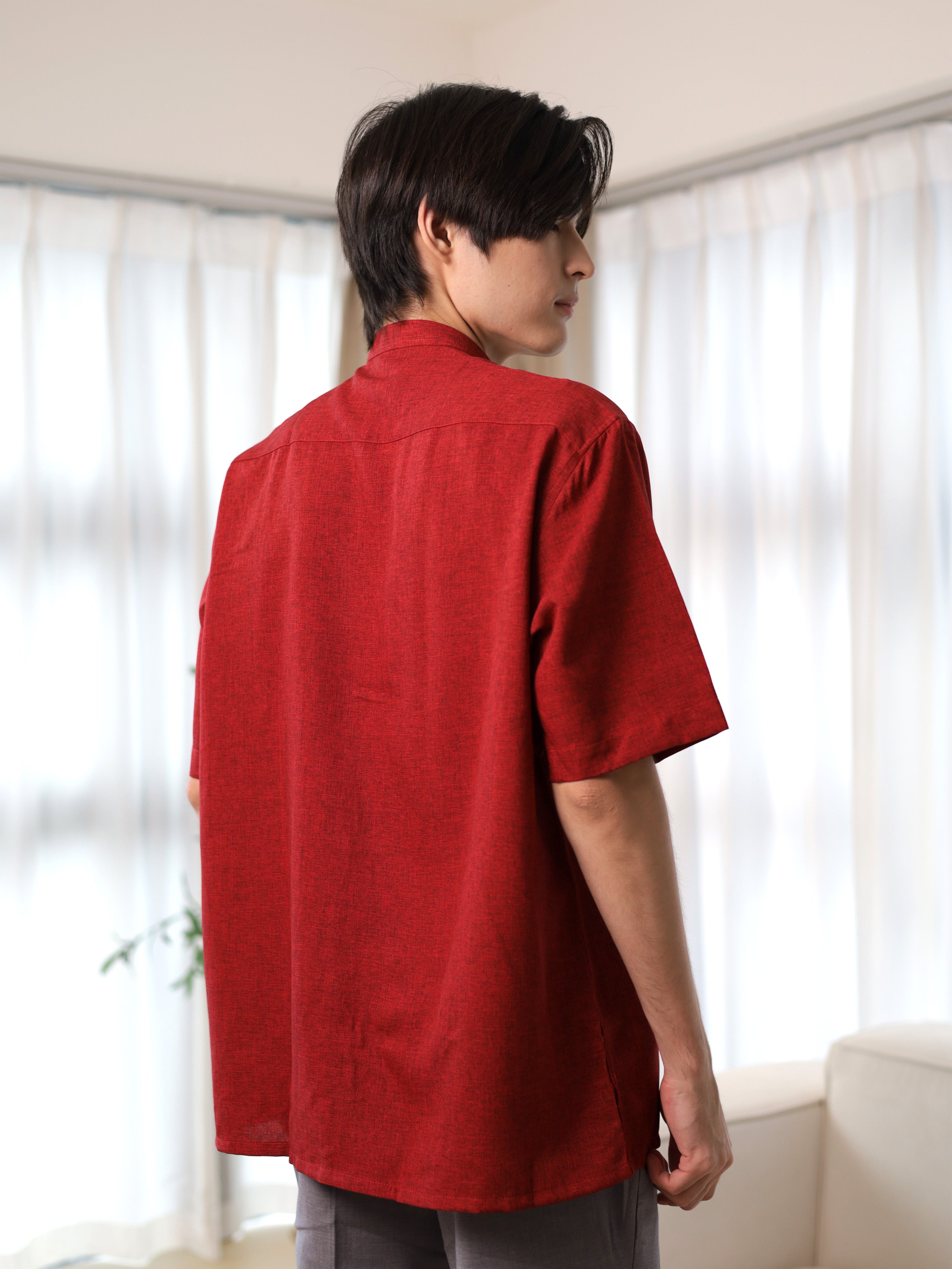 Linen Tang Shirt in Red