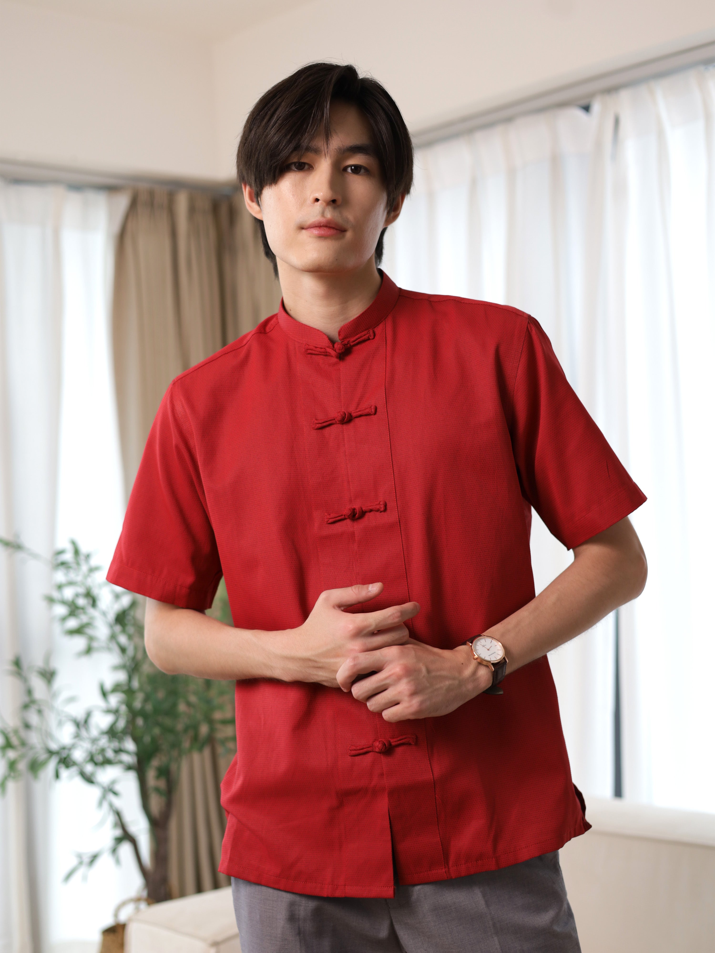 Argyle Tang Shirt in Red