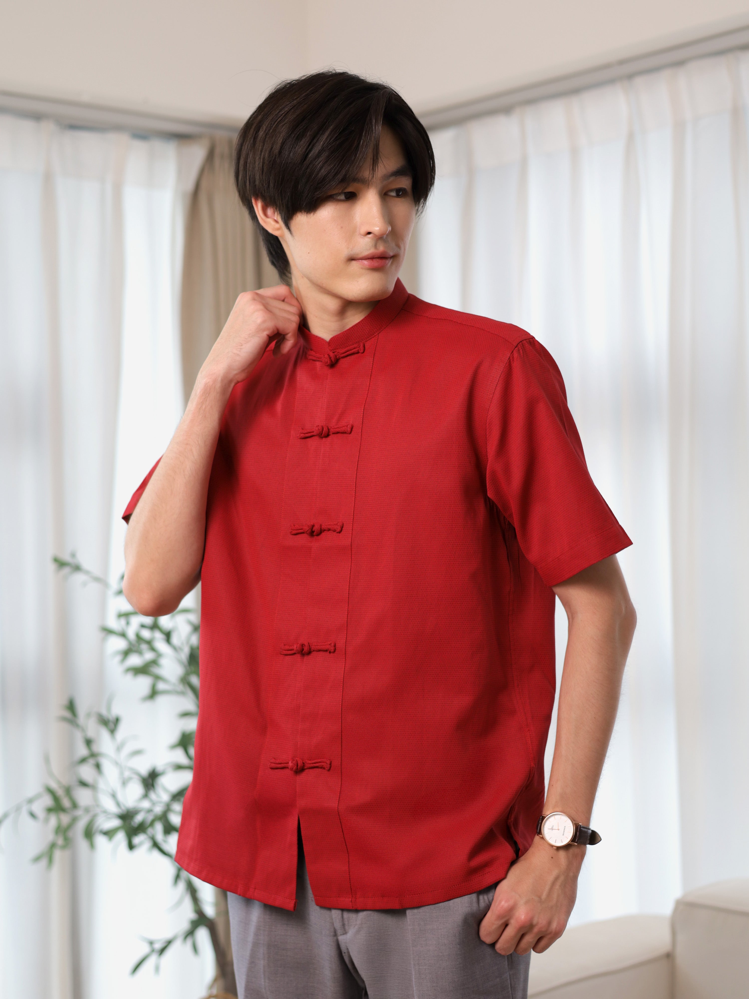 Argyle Tang Shirt in Red