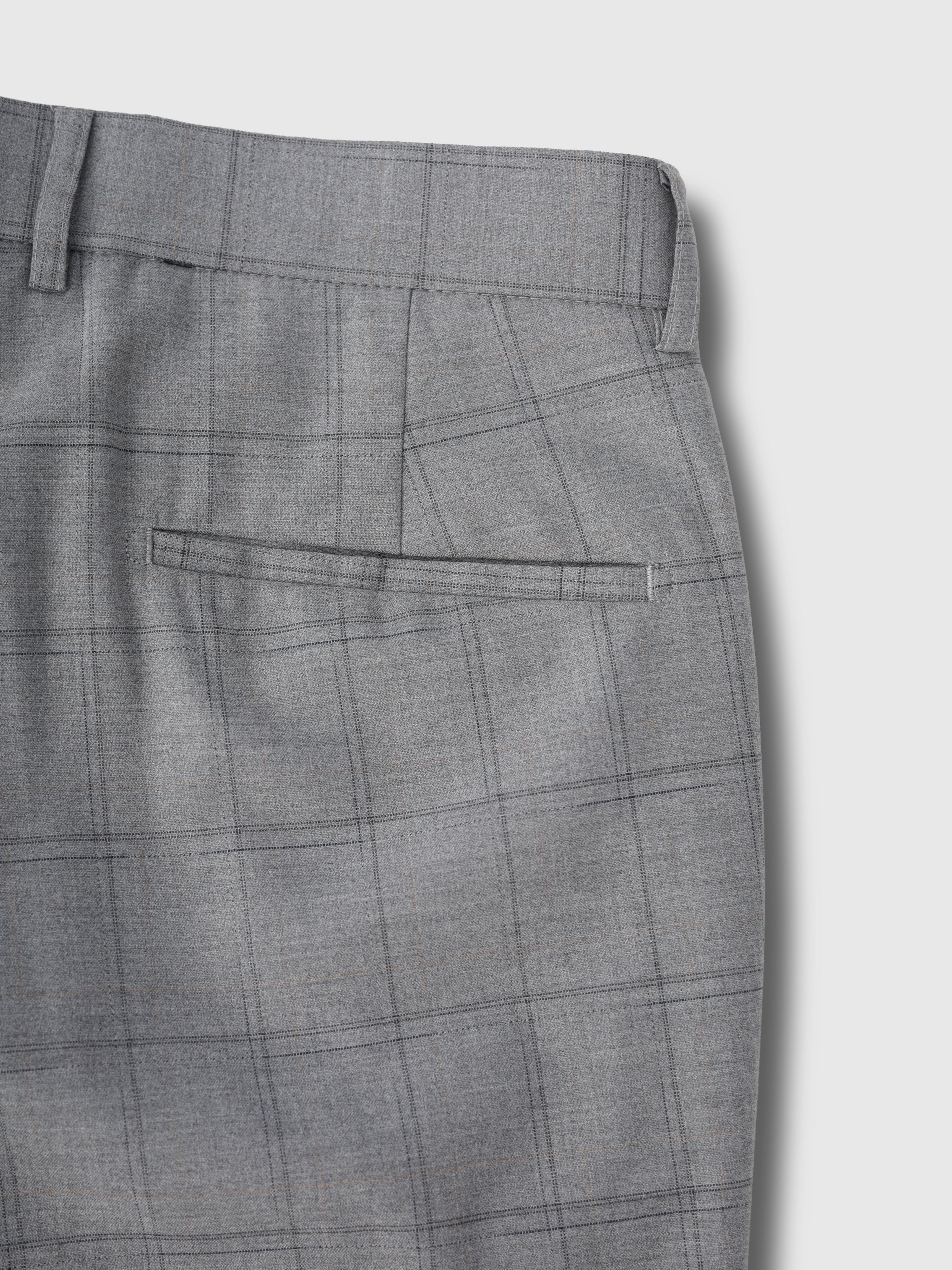 Windowpane Trousers Light Grey