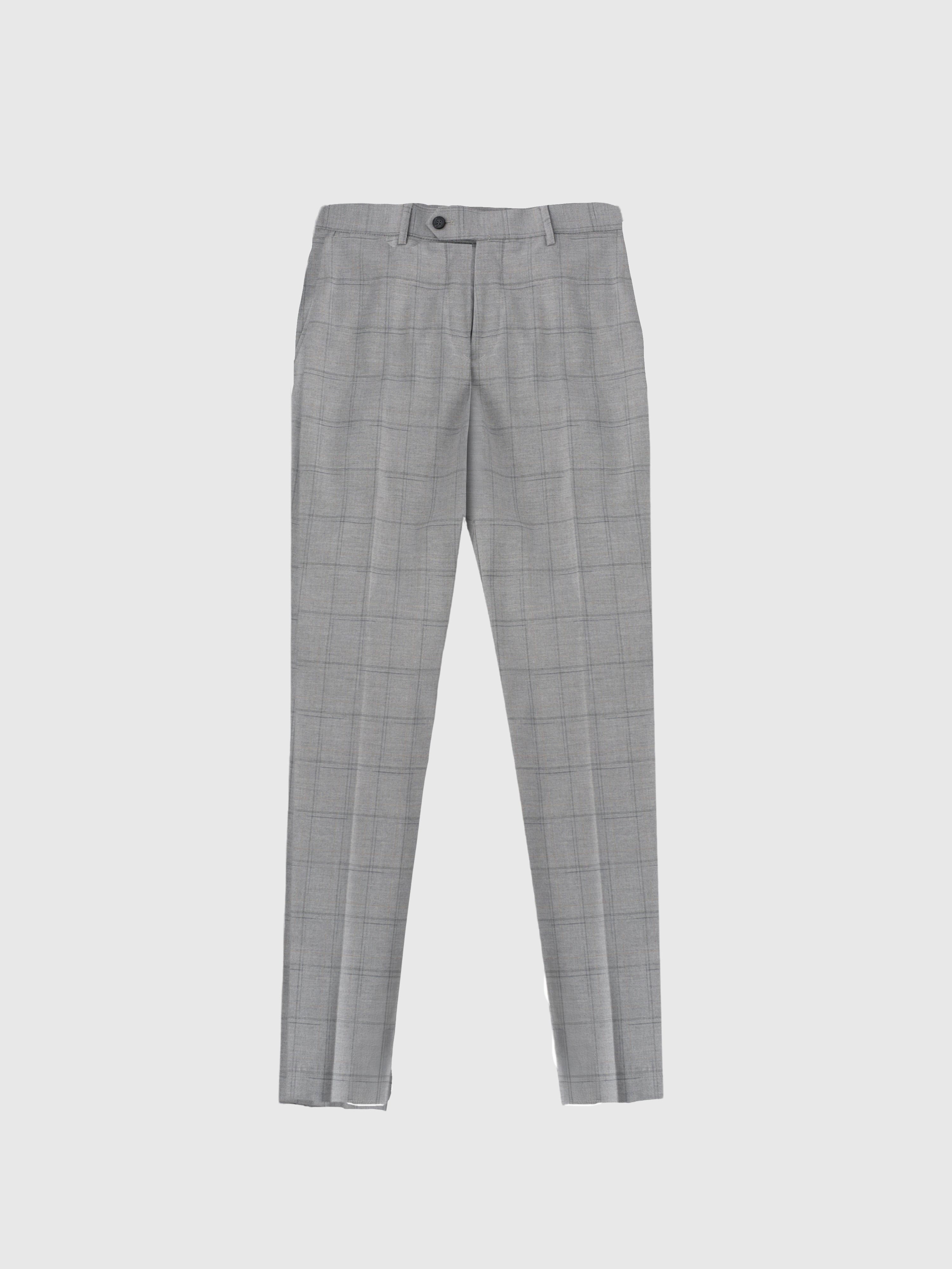 Windowpane Trousers Light Grey