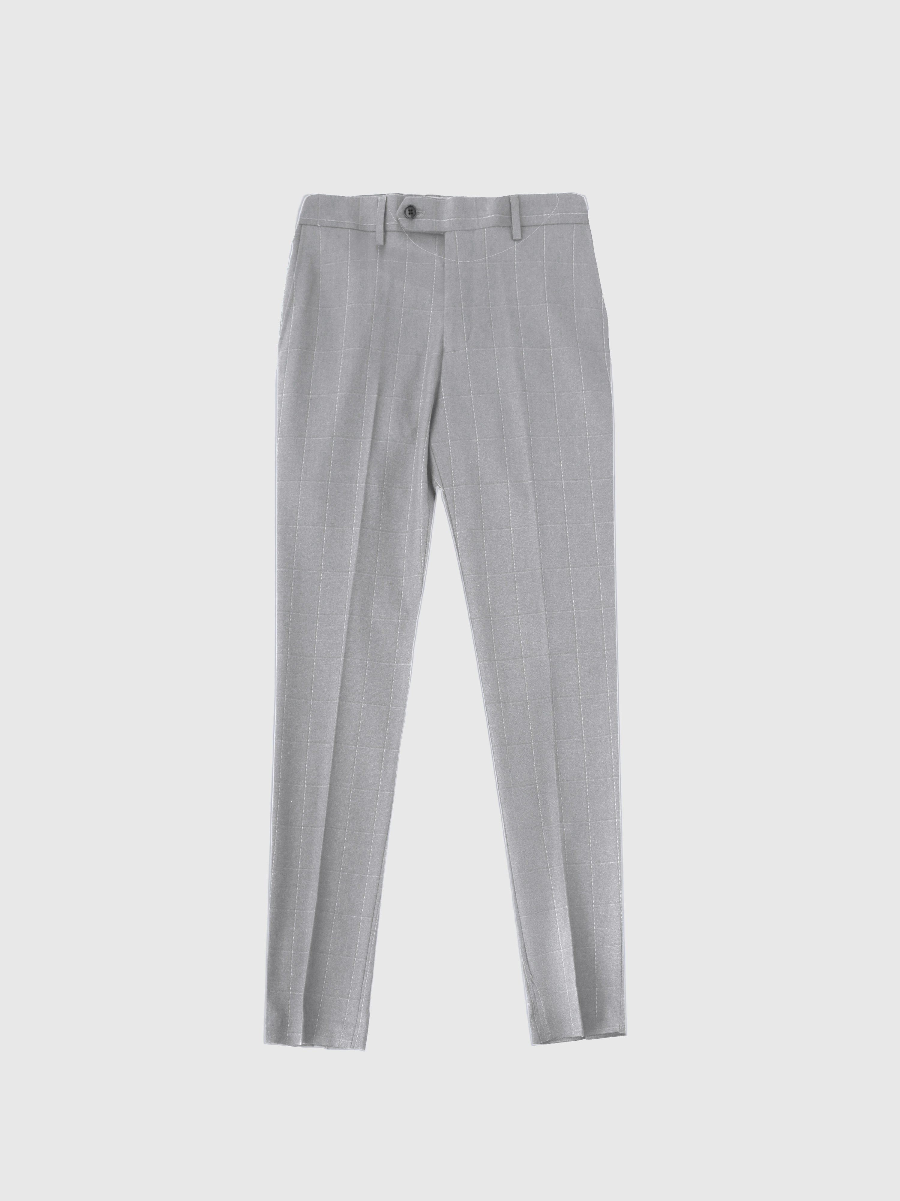 Windowpane Trousers Grey Slim Fit