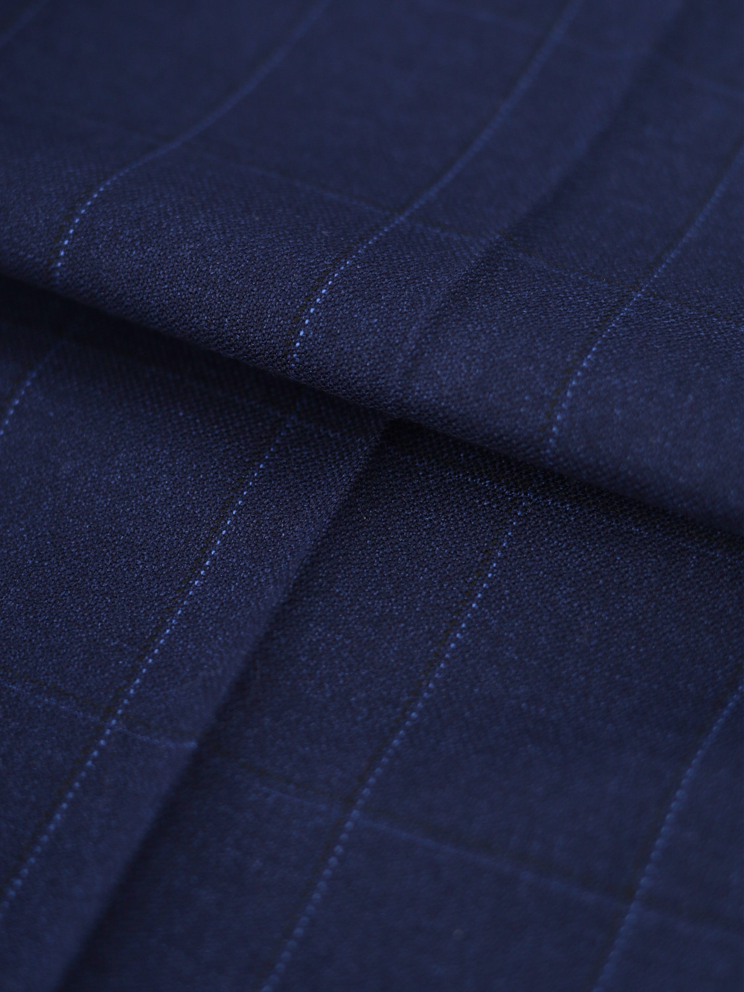 Windowpane Trousers Blue Slim Fit