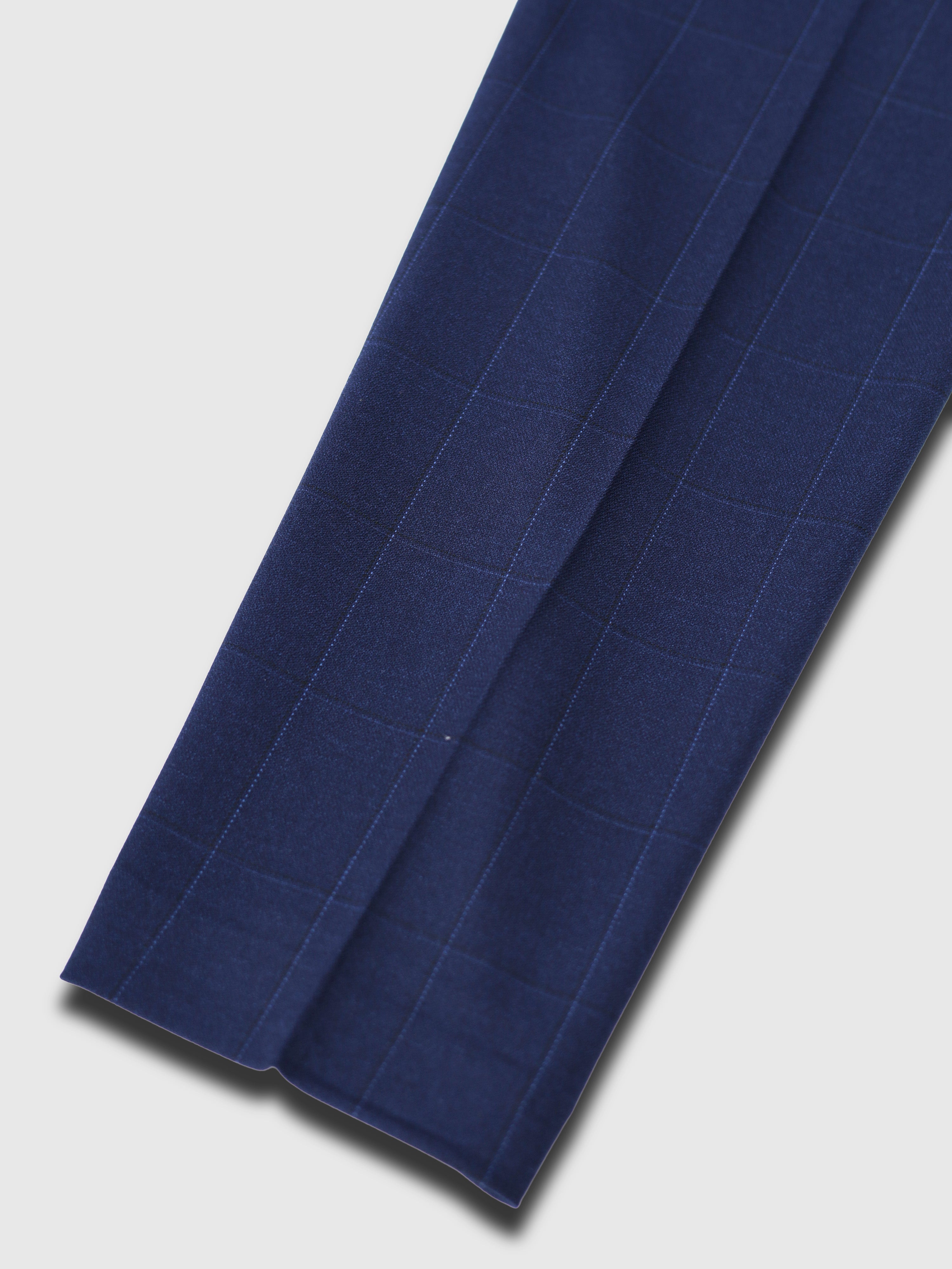 Windowpane Trousers Blue Slim Fit