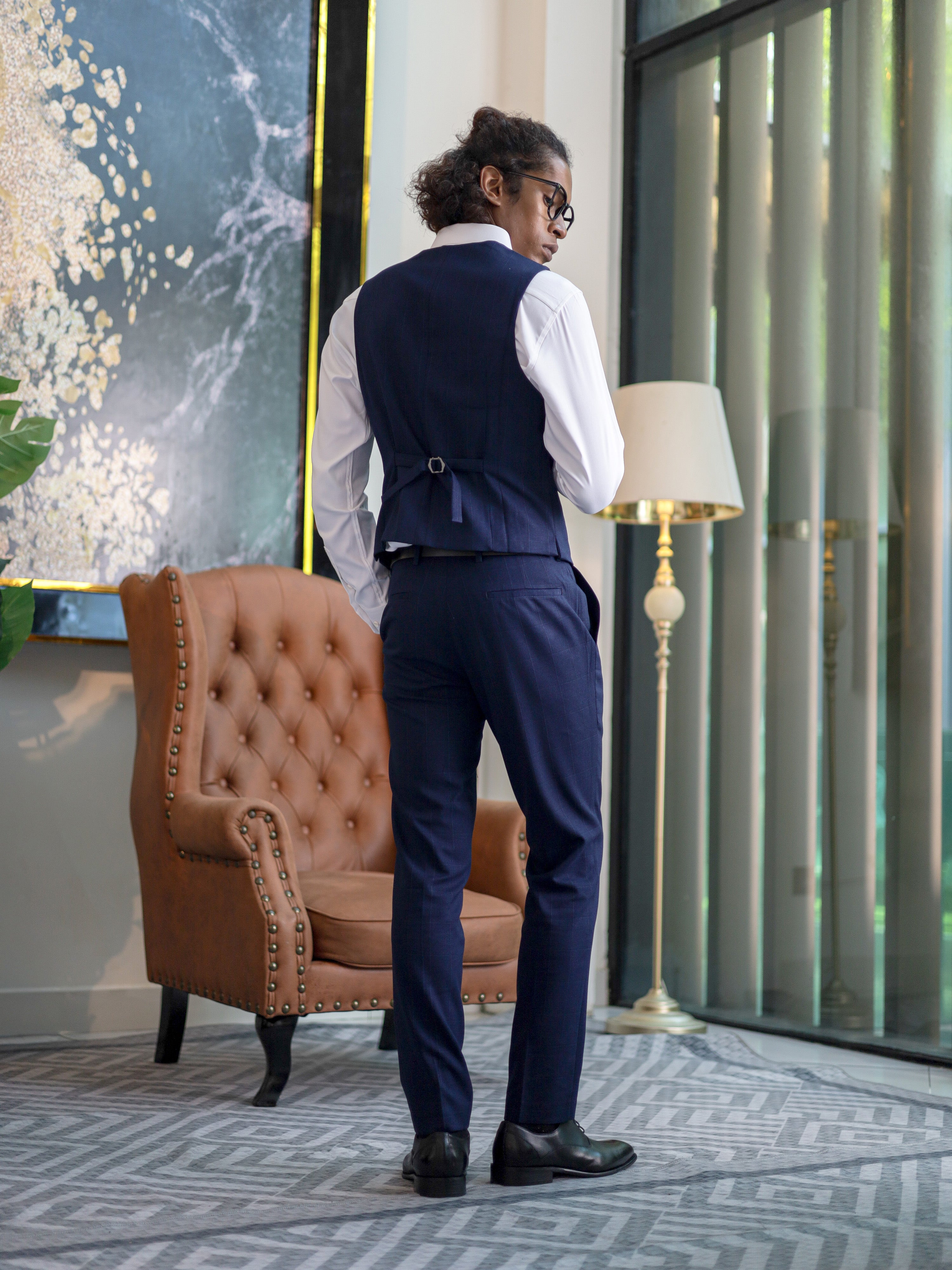 WindowPane Slim Fit Formal Vest in Blue