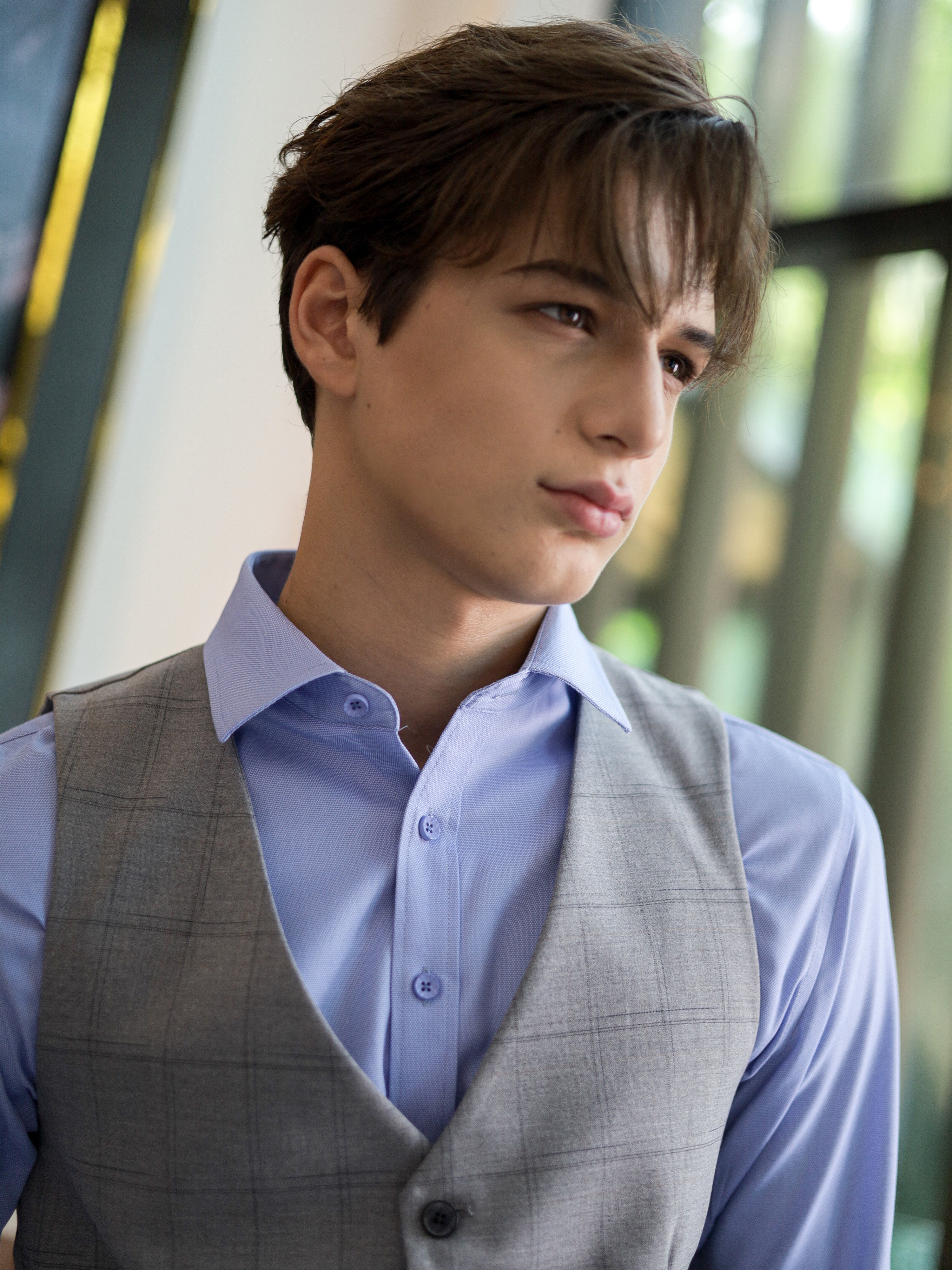 WindowPane Skinny Fit Formal vest in Light Grey