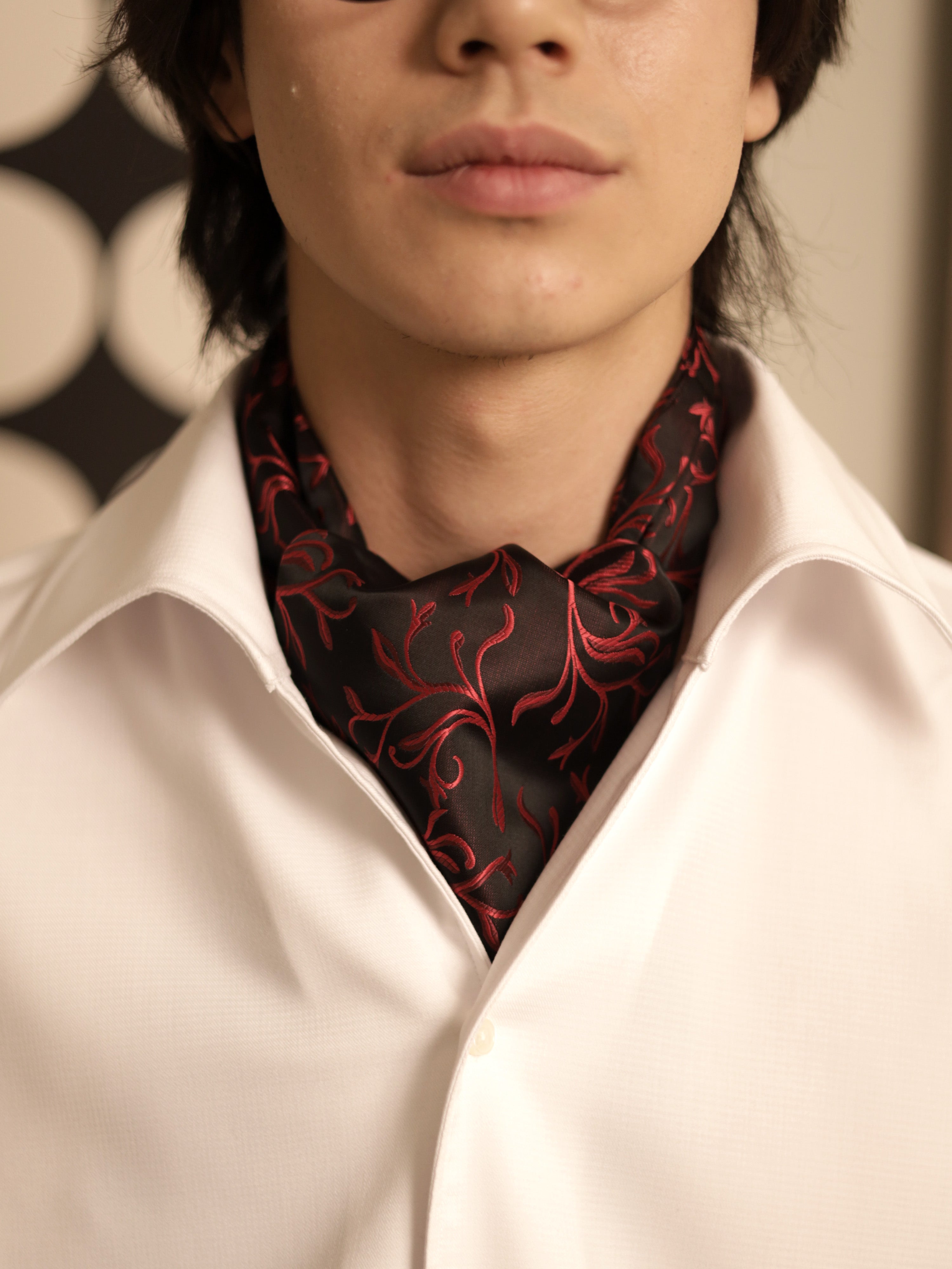 Ascot Tie Scrolling Vines Burgundy