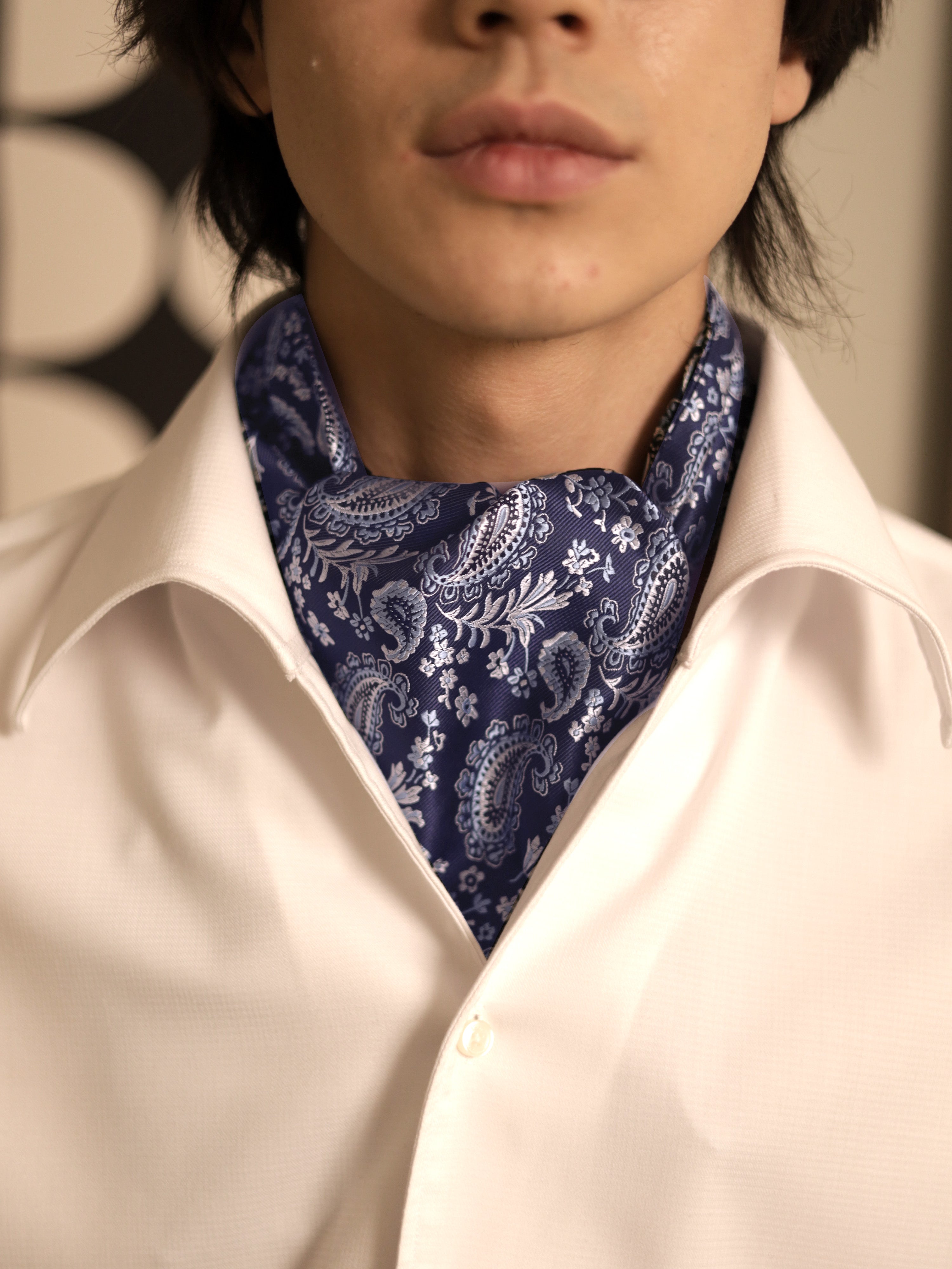 Ascot Tie Blooming Paisley Blue