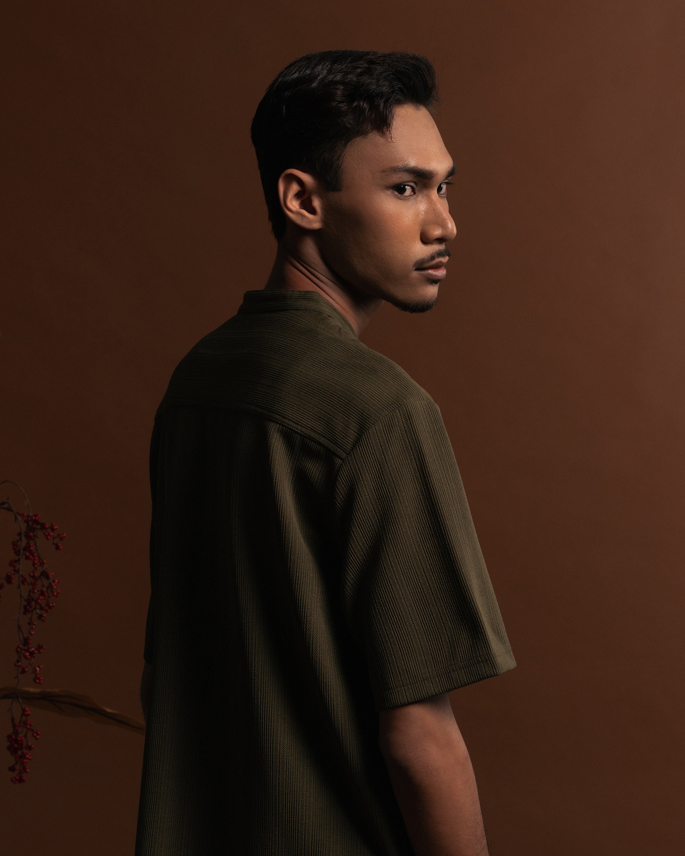 Striped Kurta Shirt in Green