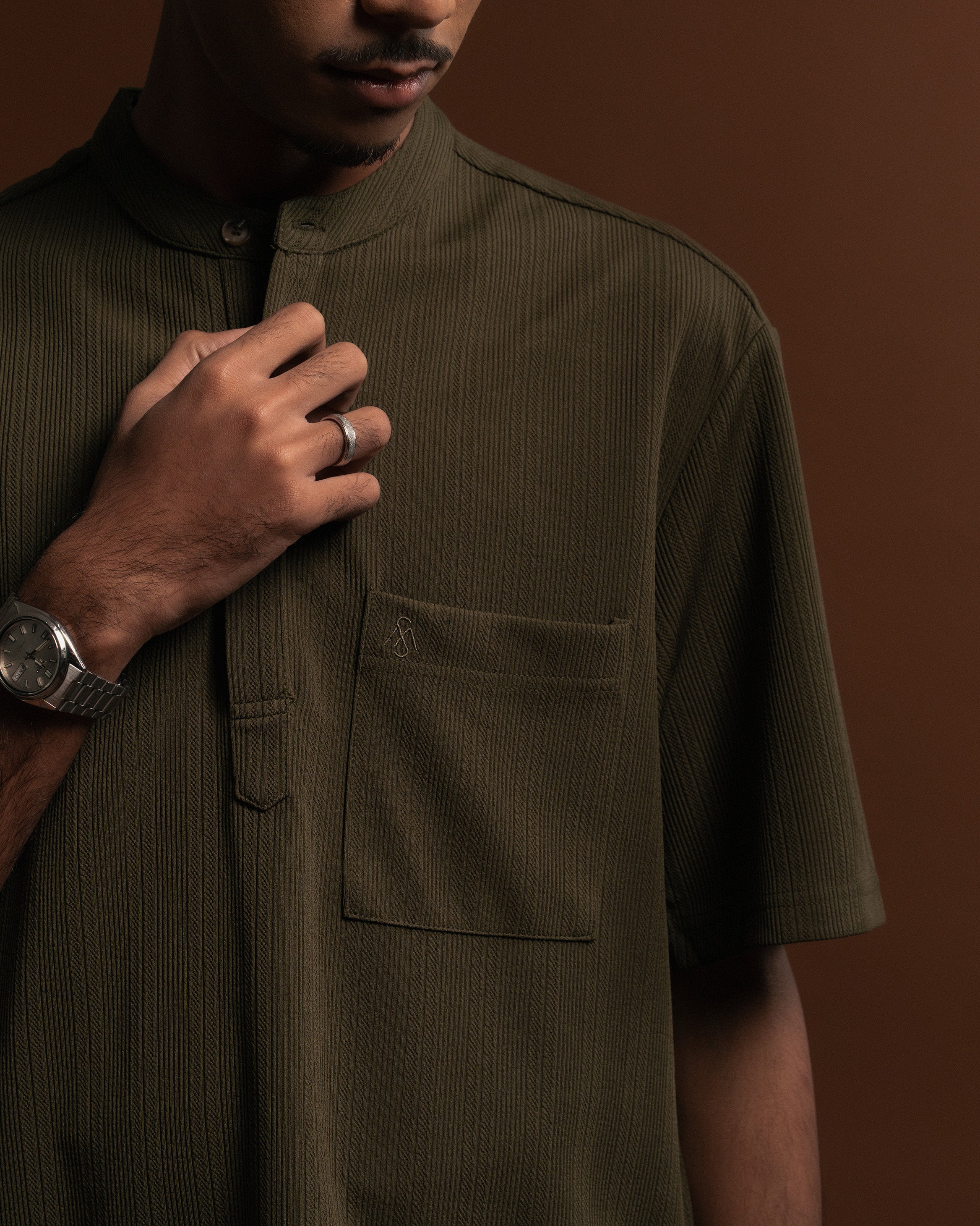 Striped Kurta Shirt in Green
