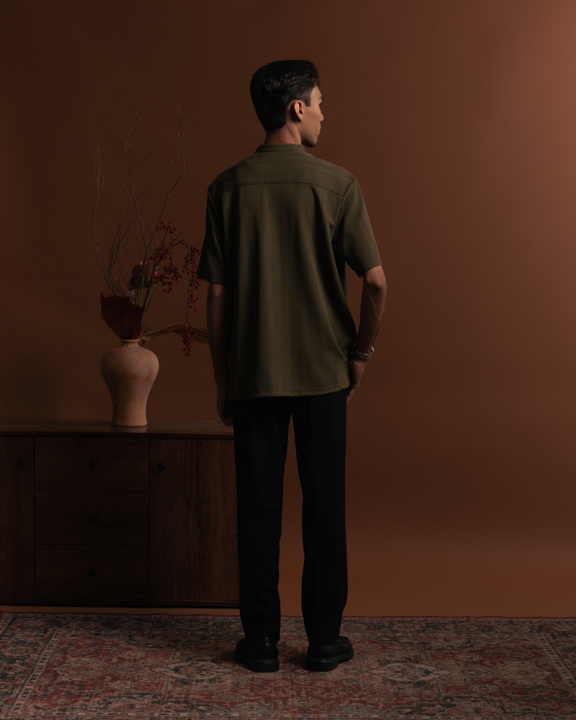 Striped Kurta Shirt in Green