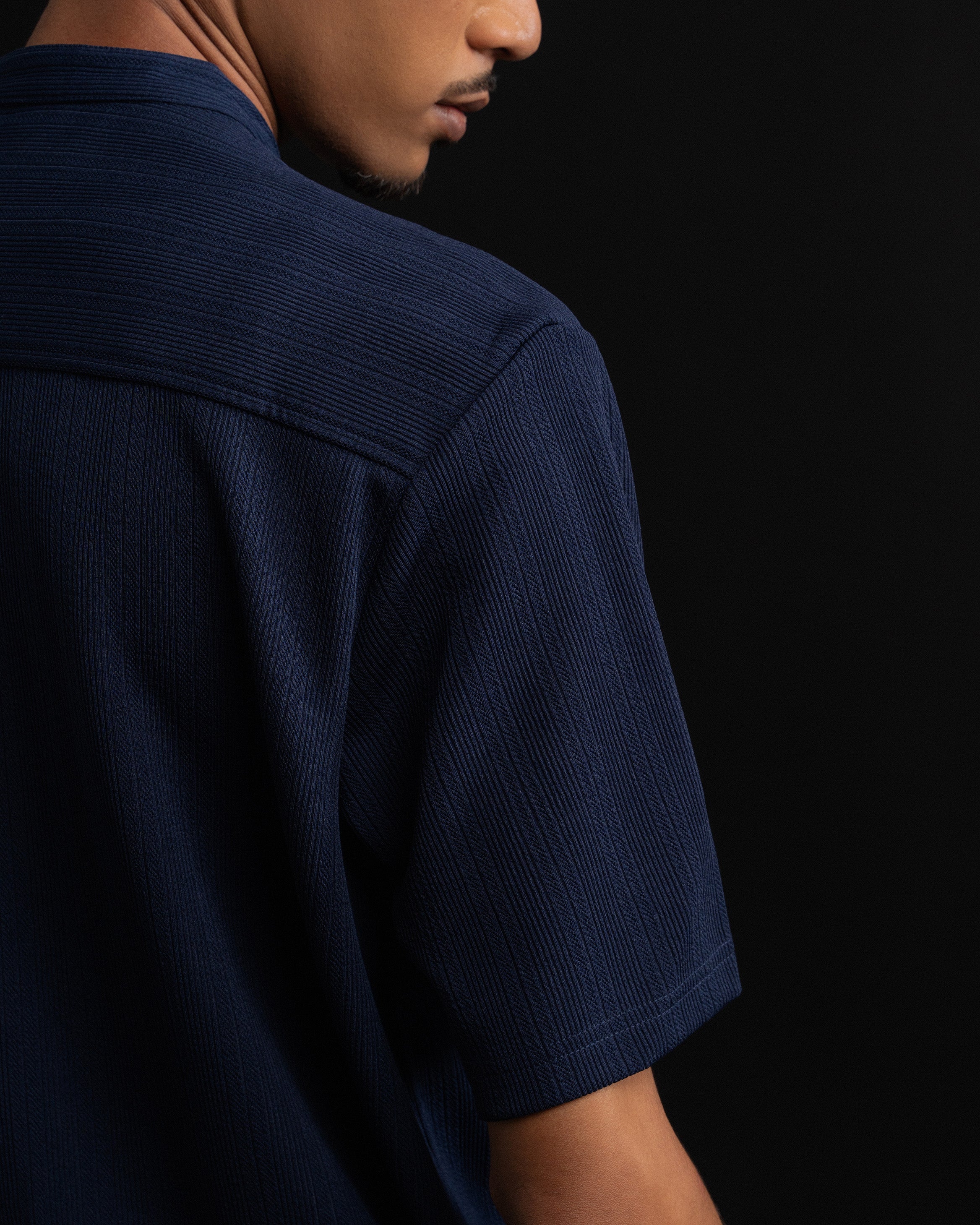 Striped Kurta Shirt in Navy Blue