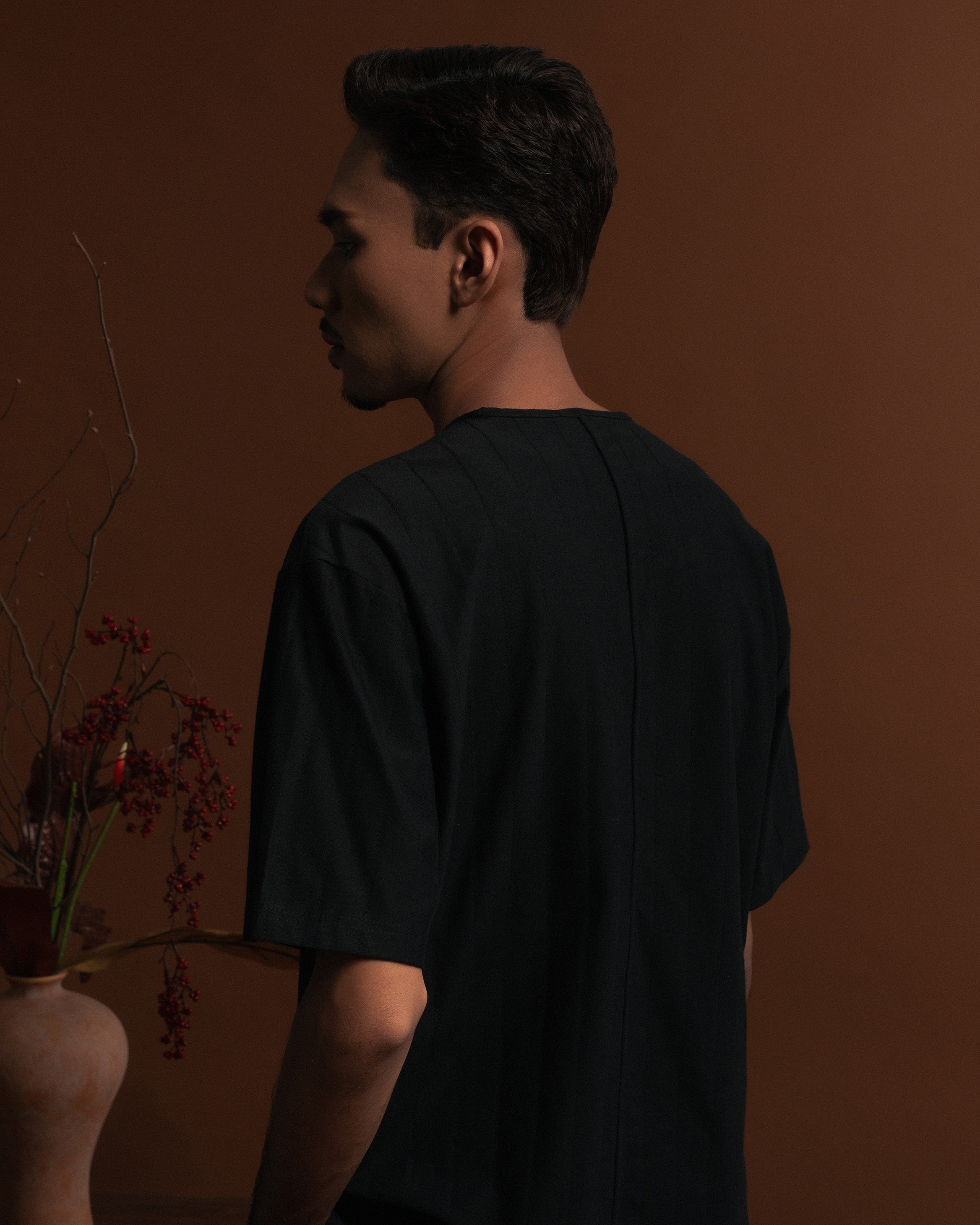 Plain Kurta Shirt in Black