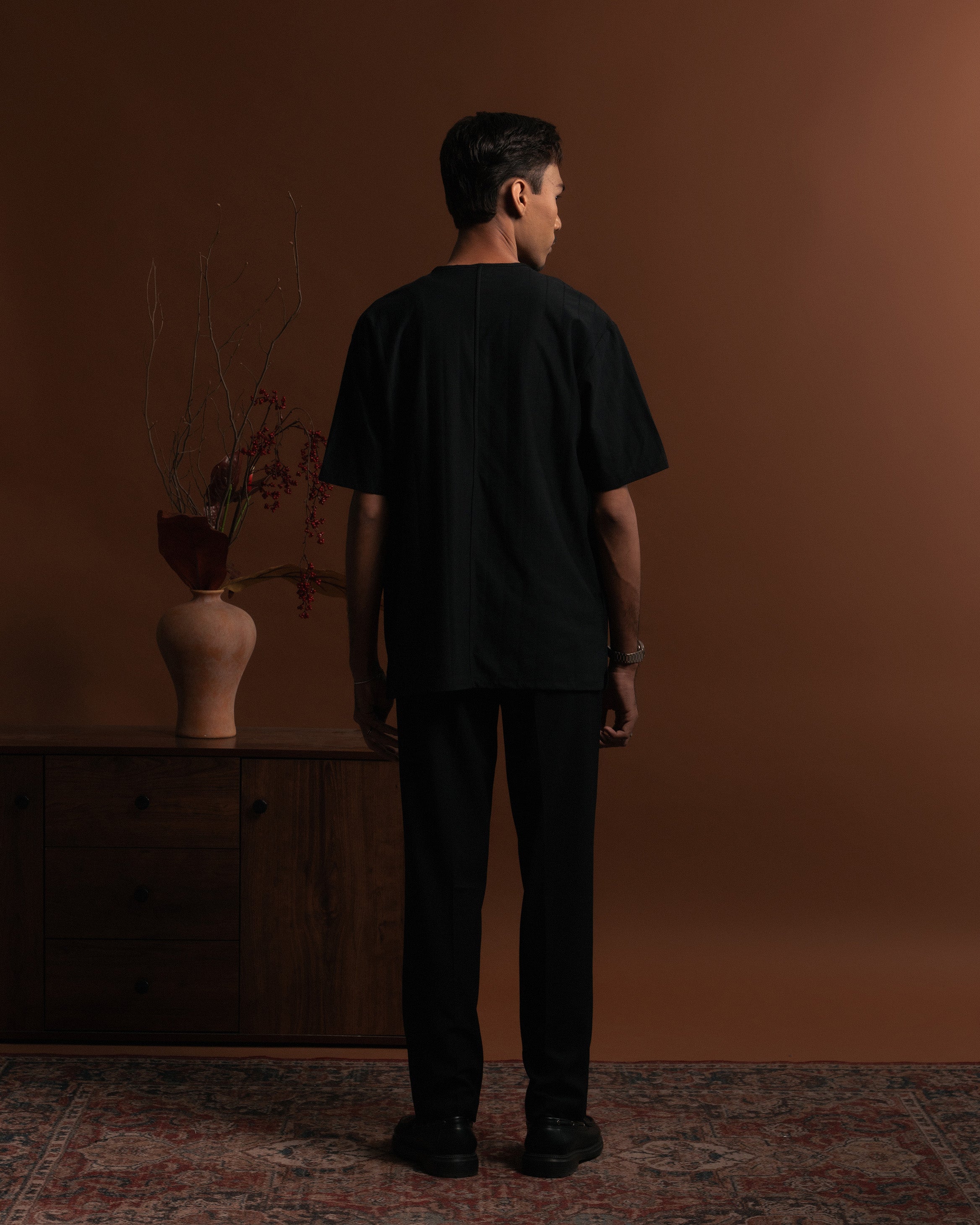 Plain Kurta Shirt in Black