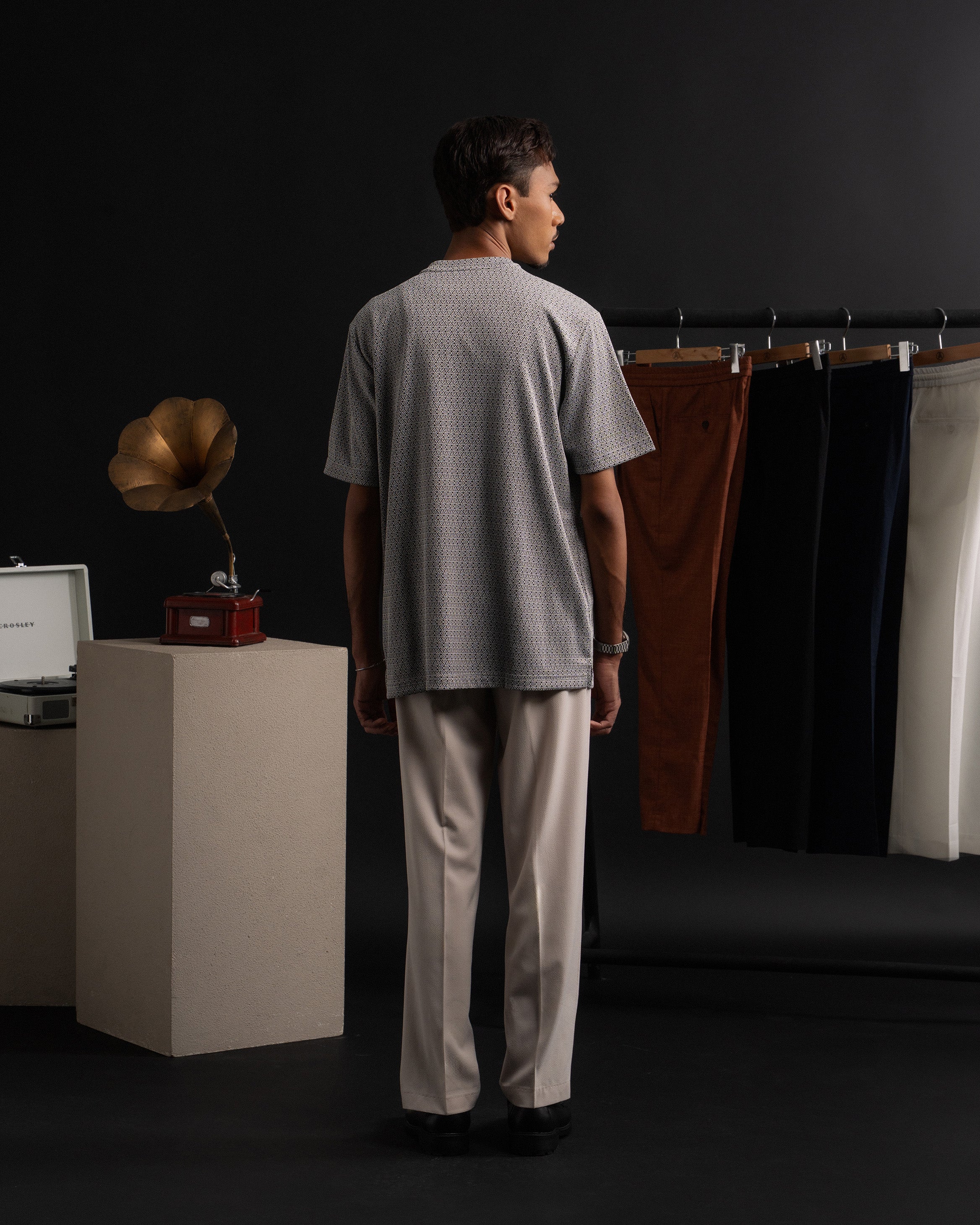 jacquard Kurta Shirt in Mono