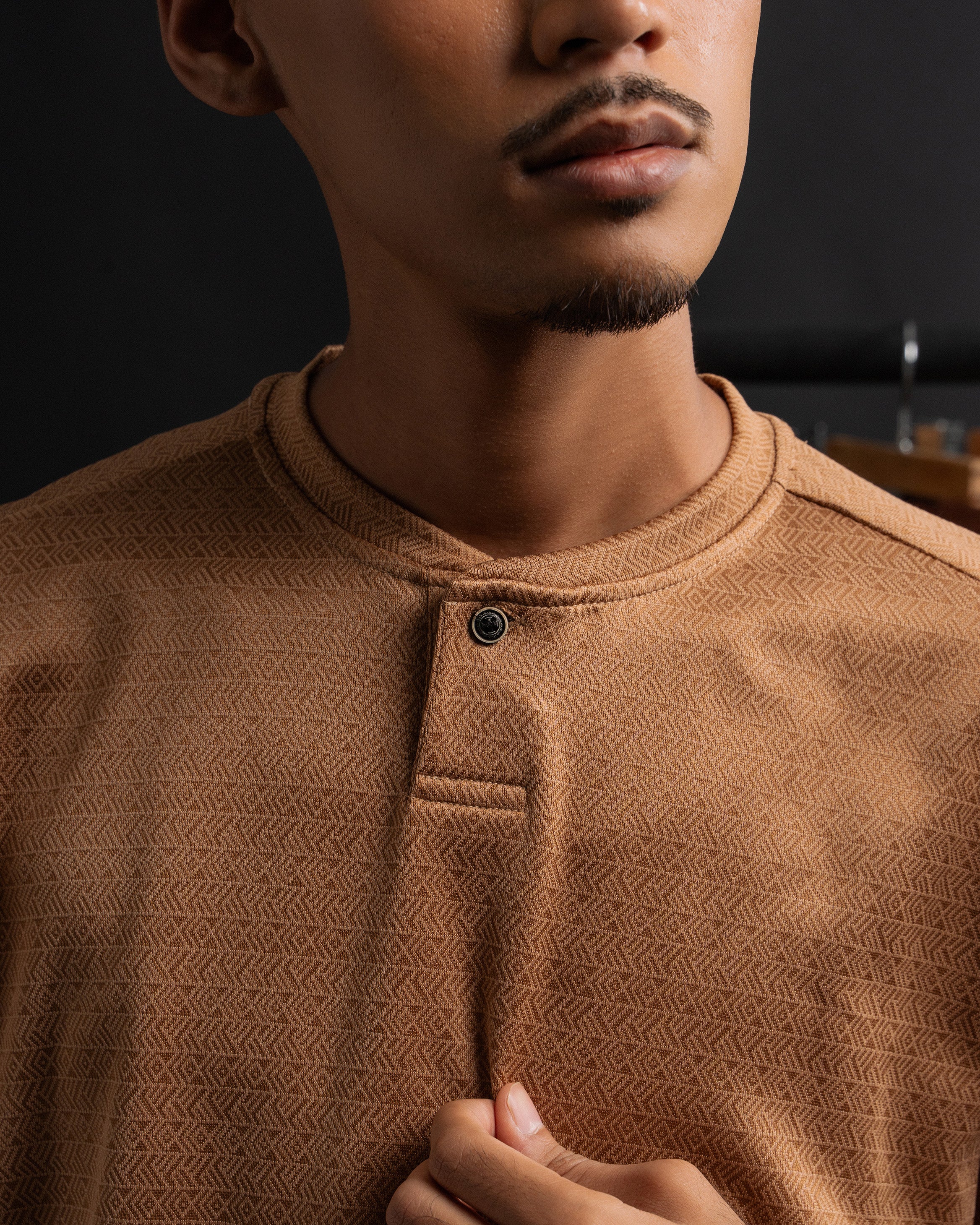 jacquard Kurta Shirt in Brown